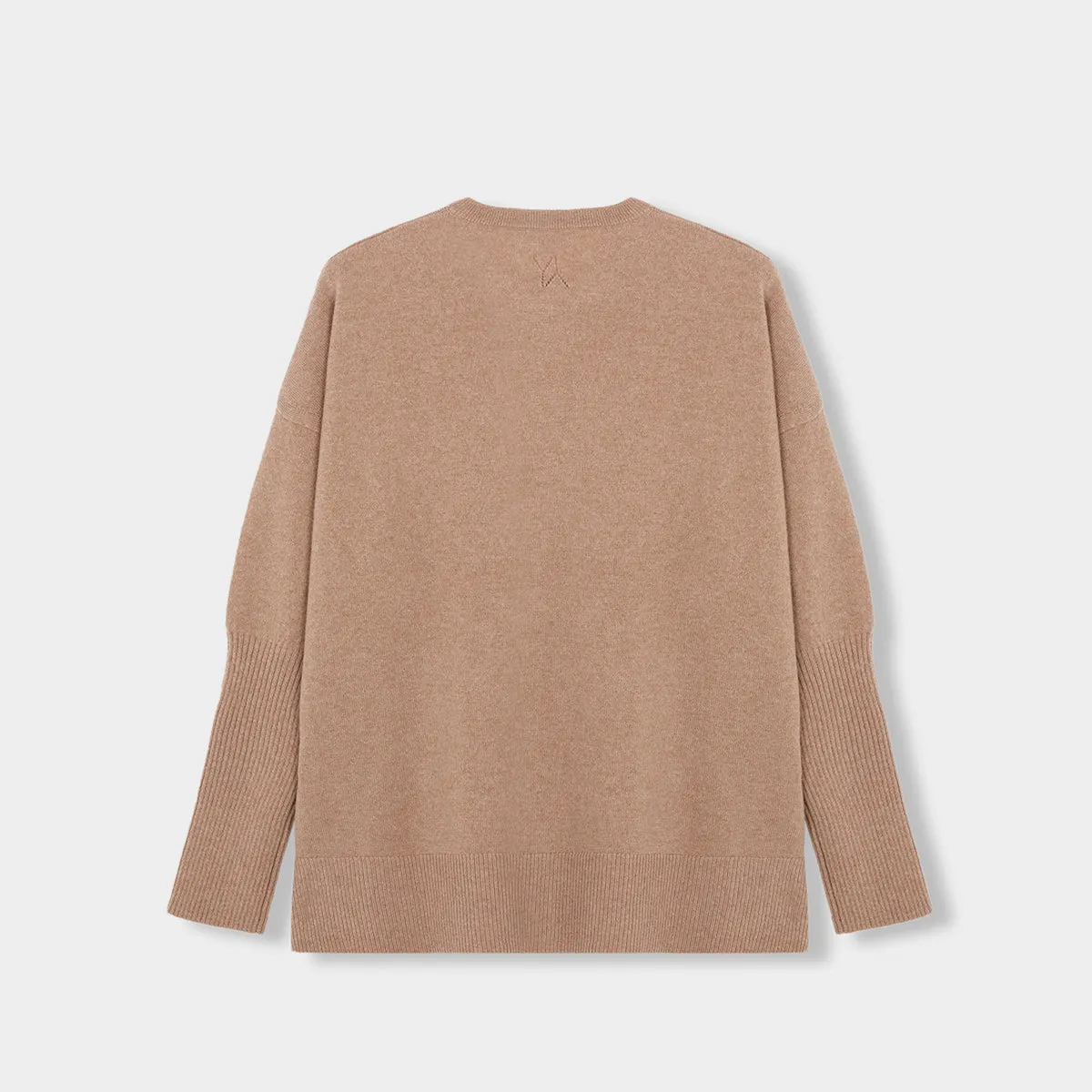 Boxy sweater Cashmere camel with YY logo