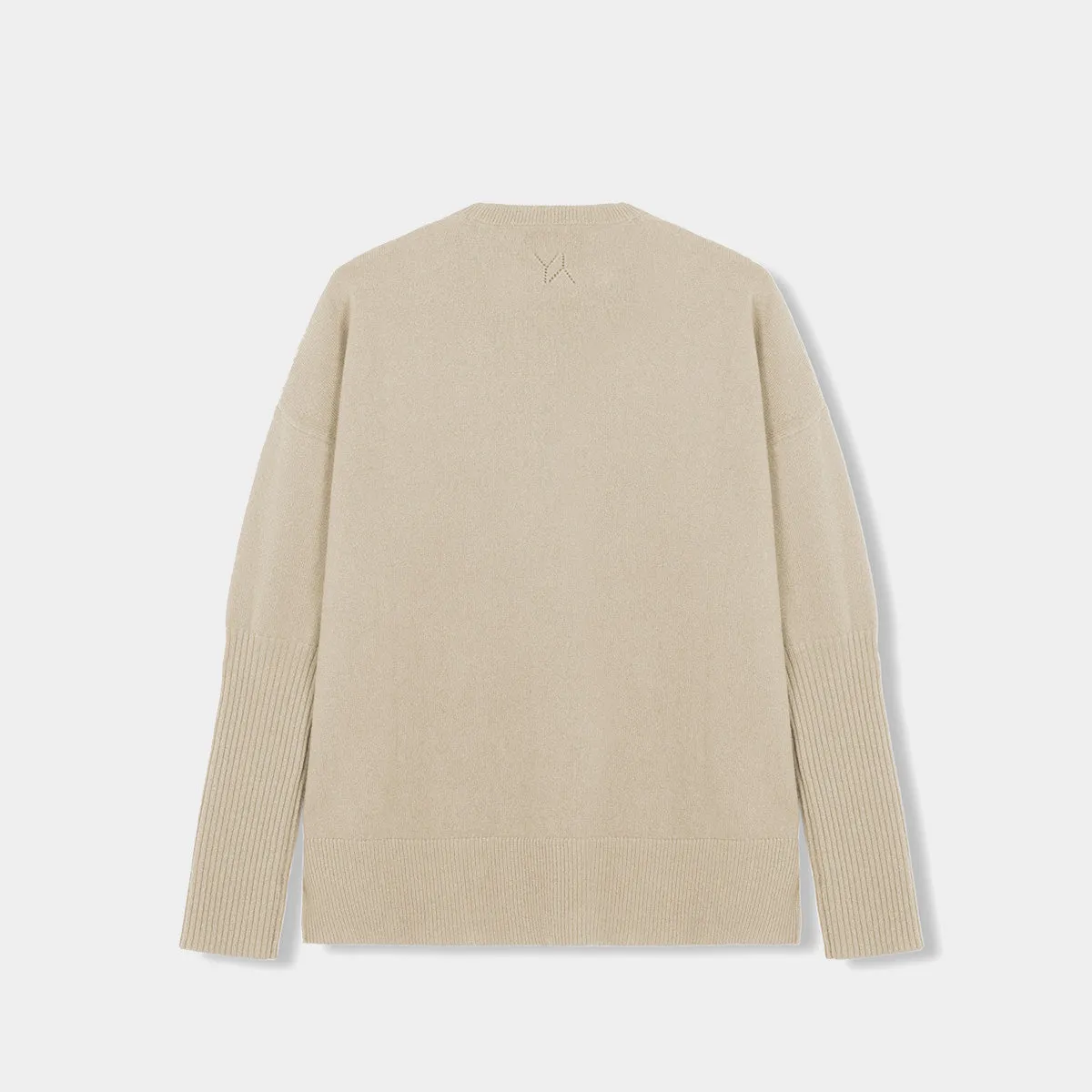 Boxy sweater Cashmere sand with YY logo