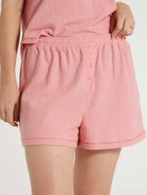Boxy Waffle Pj Short  - Dusty Pink