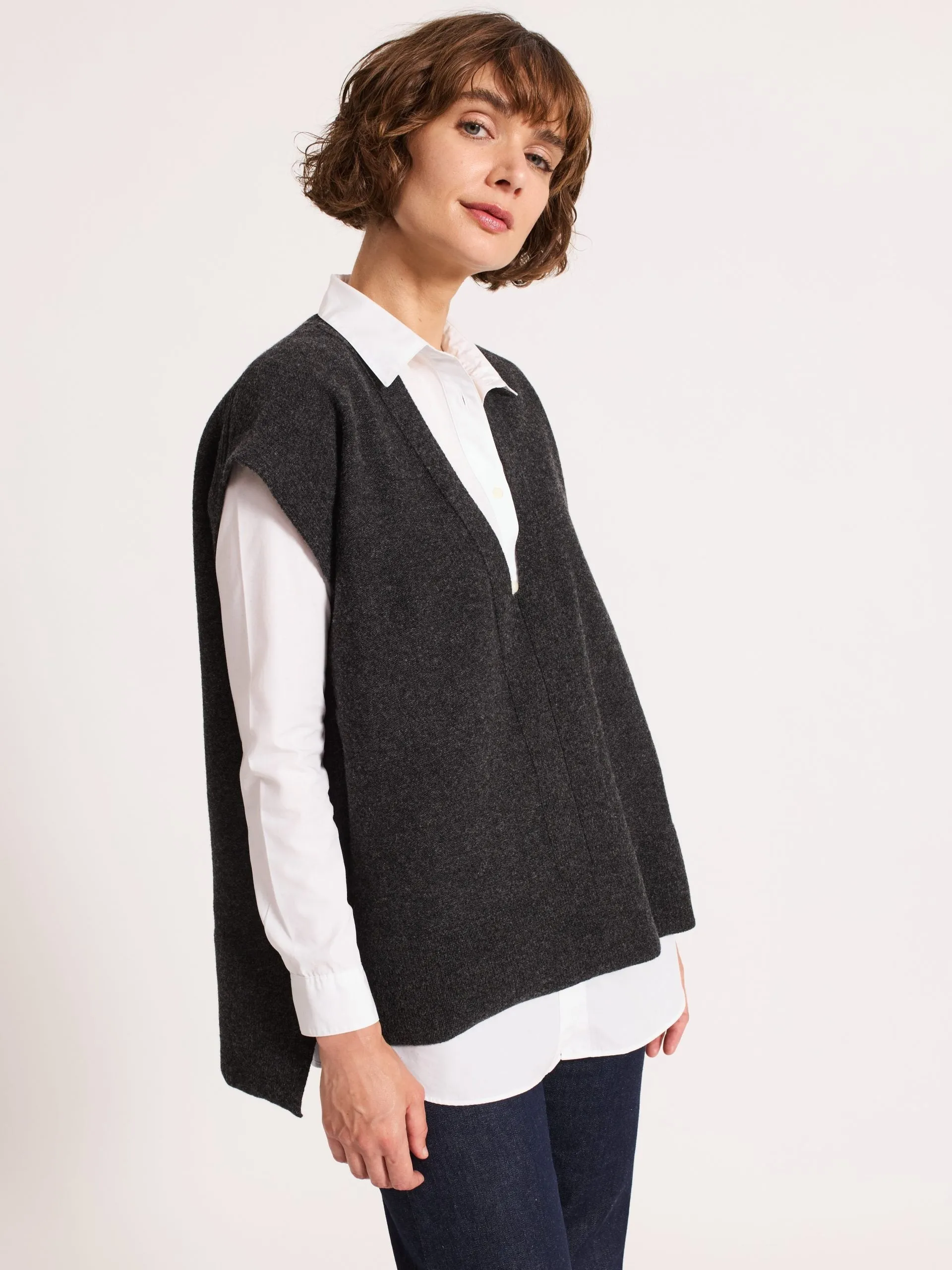 Boxy Wool Slipover Charcoal
