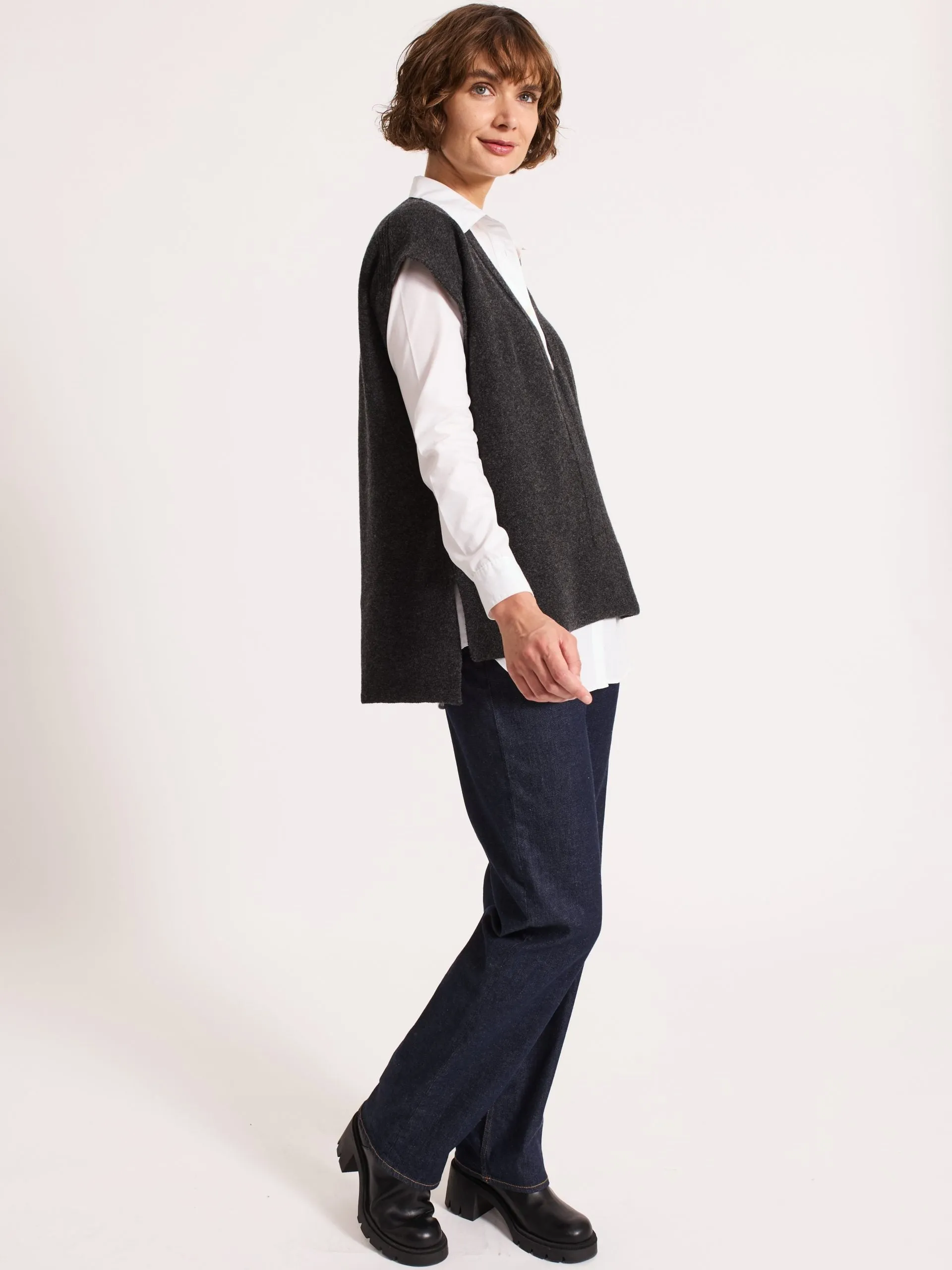 Boxy Wool Slipover Charcoal
