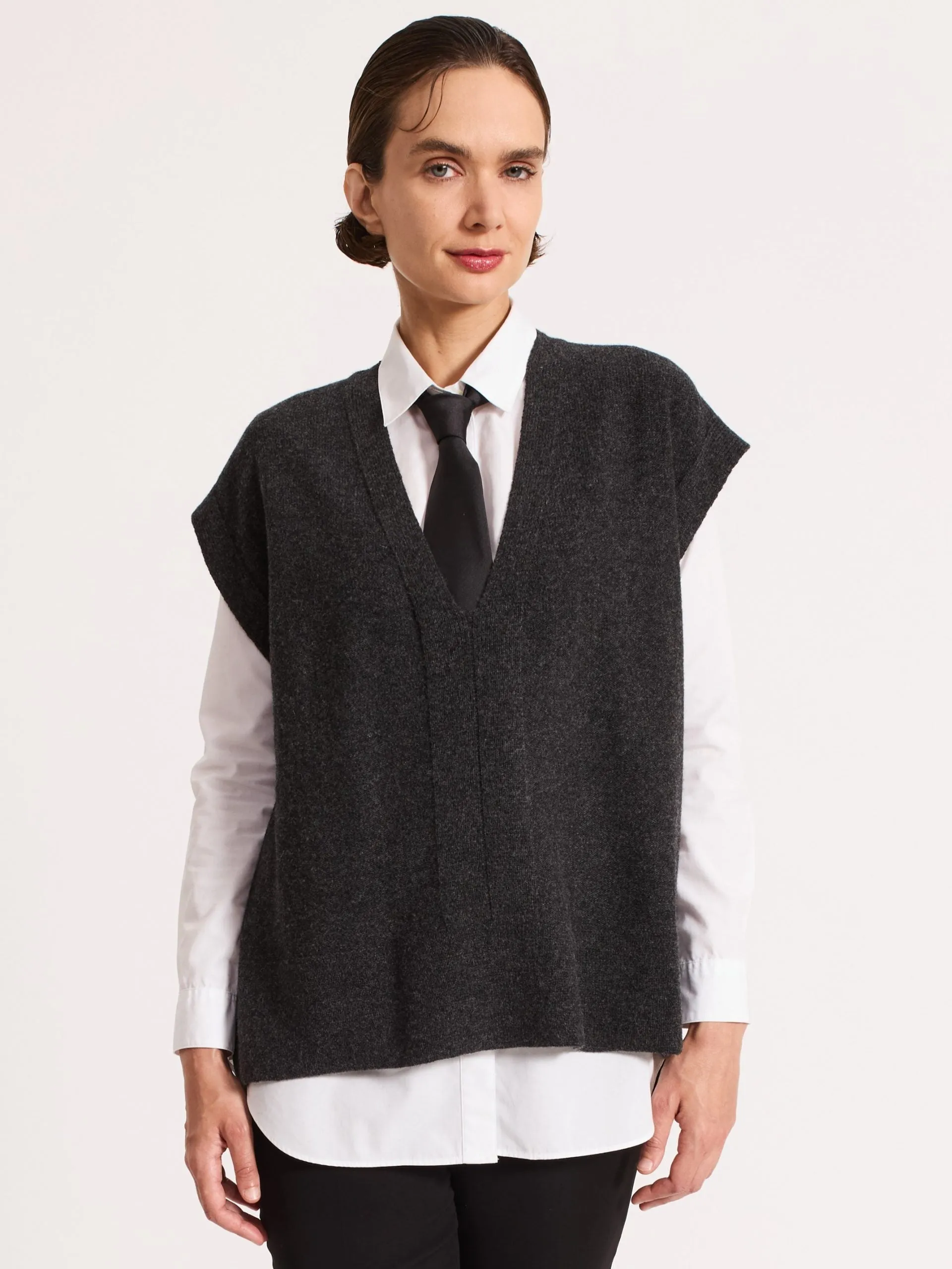 Boxy Wool Slipover Charcoal