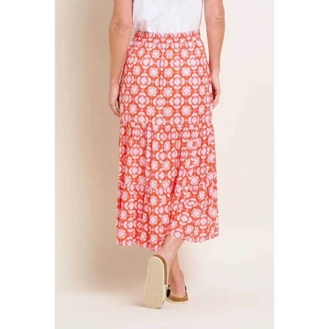 Brakeburn Moroccan Tile Skirt - Coral