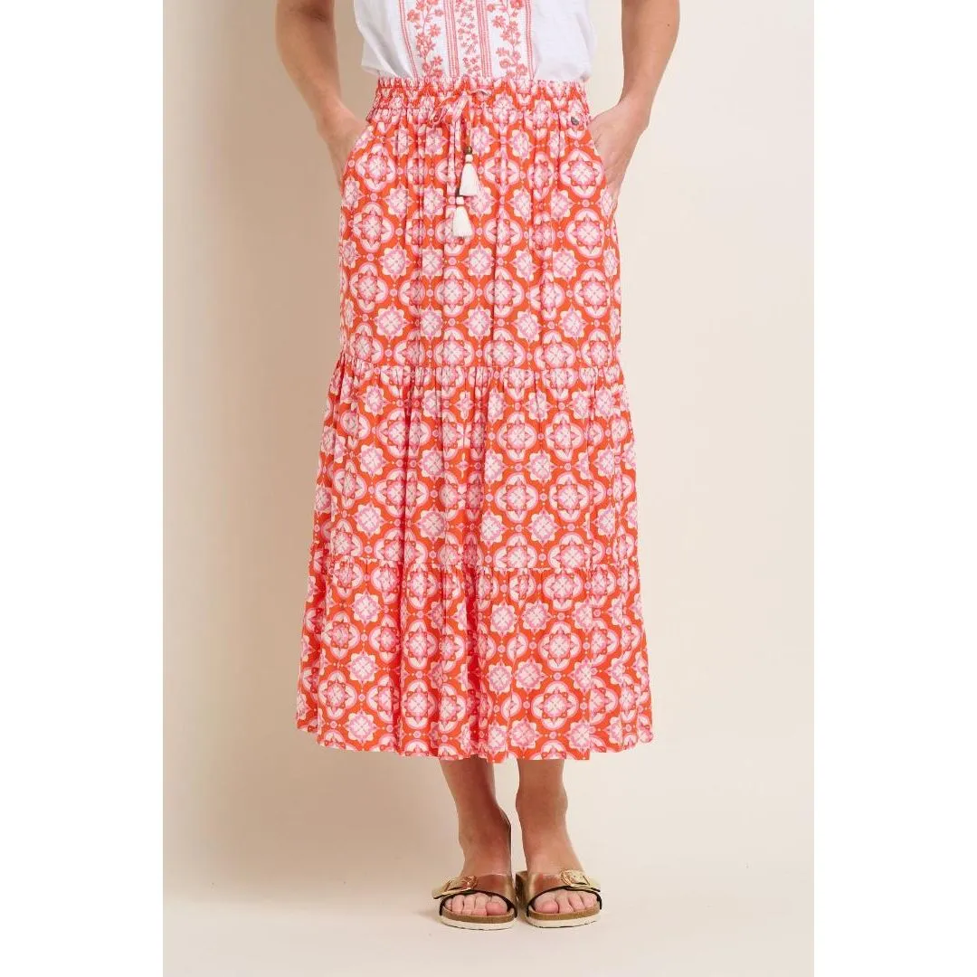 Brakeburn Moroccan Tile Skirt - Coral