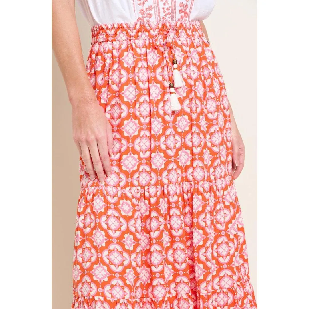 Brakeburn Moroccan Tile Skirt - Coral