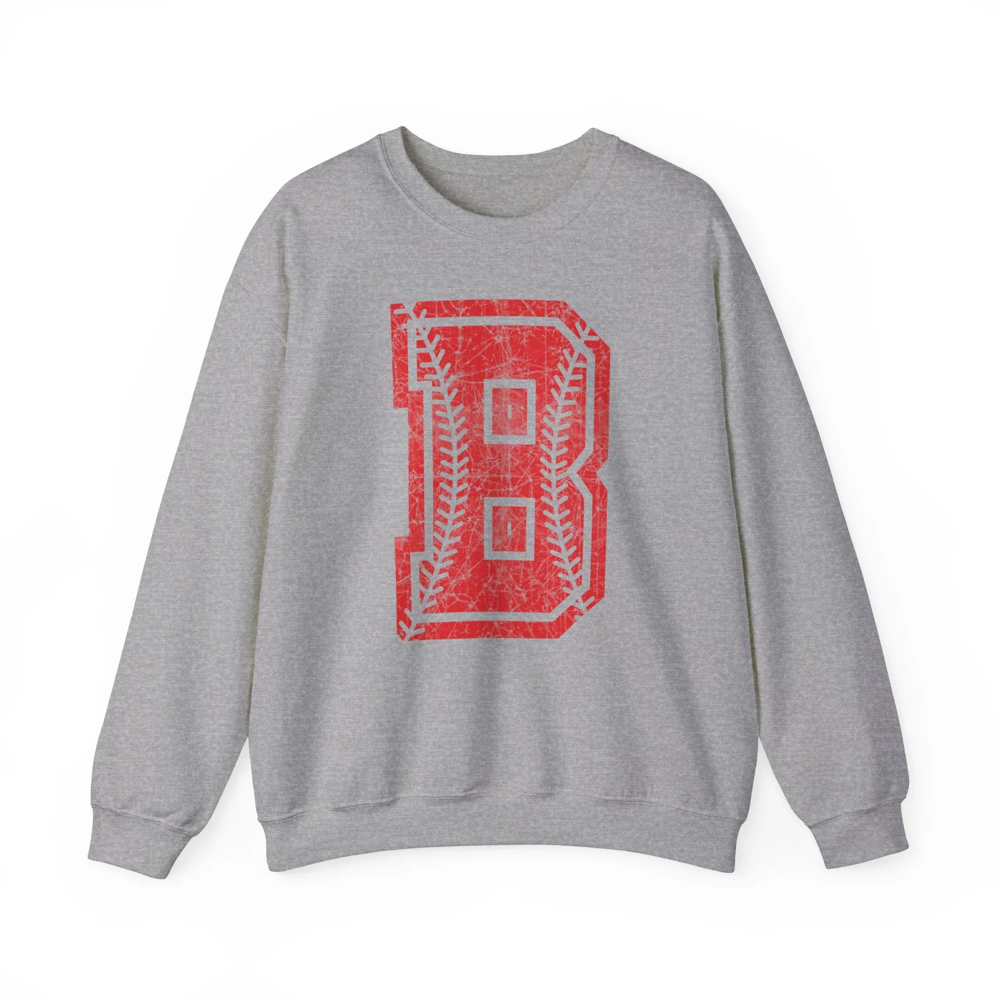 Braves Baseball Distressed B Unisex Heavy Blend™ Crewneck Sweatshirt
