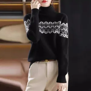 Brown Norwegian turtleneck - warm Scandinavian women's sweater