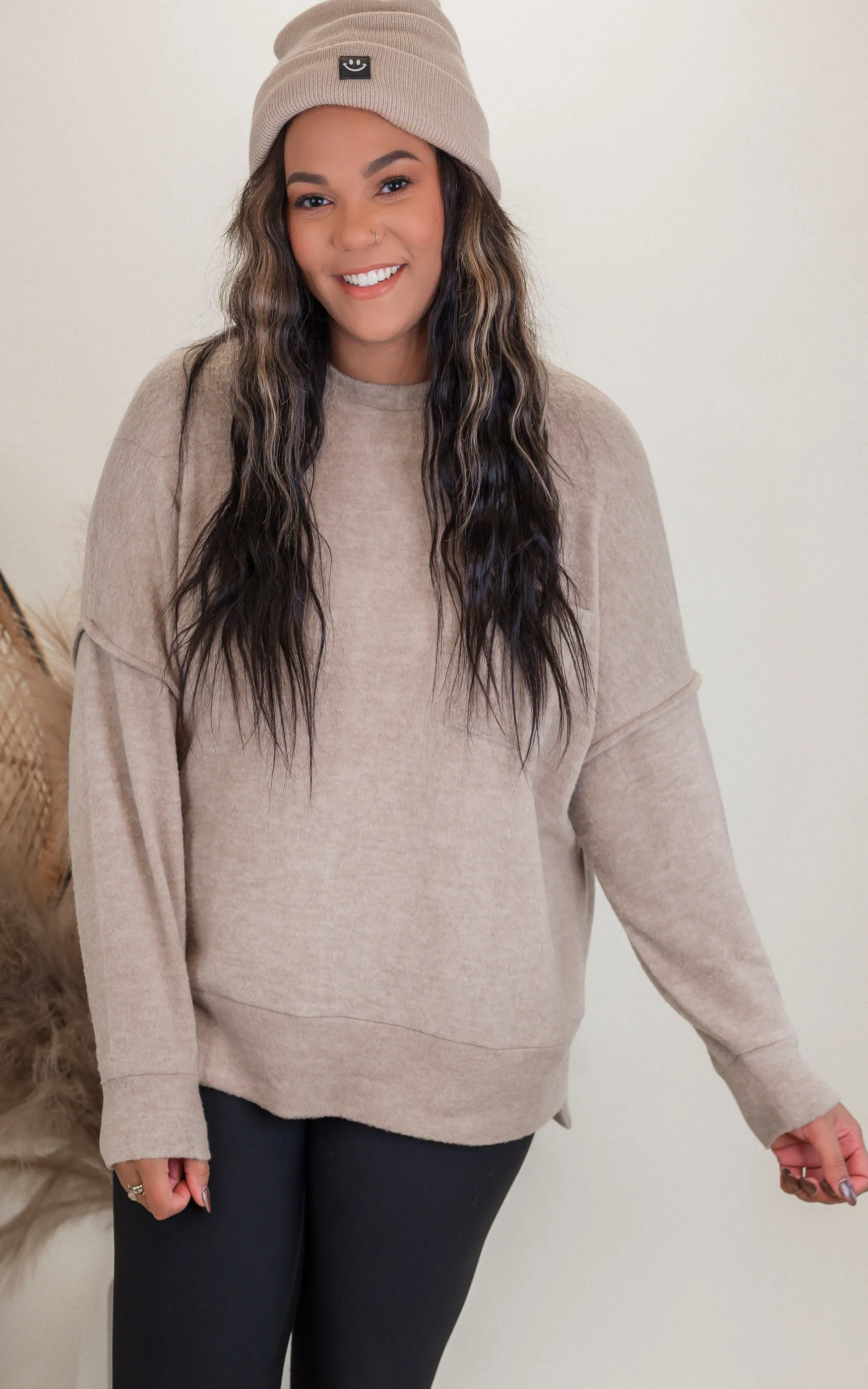 Brushed Melange Drop Shoulder Oversized Sweater | Zenana - Final Sale