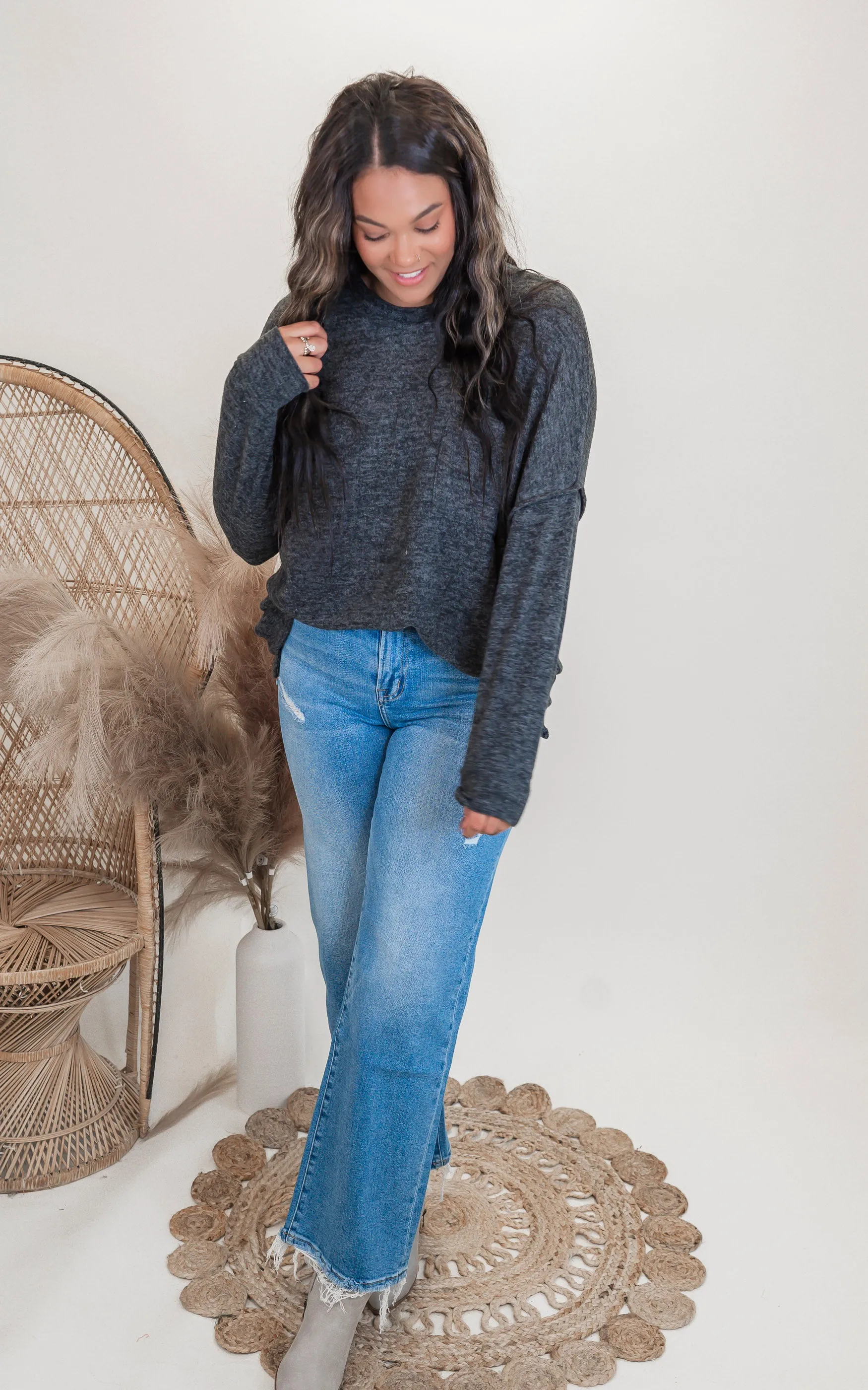 Brushed Melange Drop Shoulder Oversized Sweater | Zenana - Final Sale