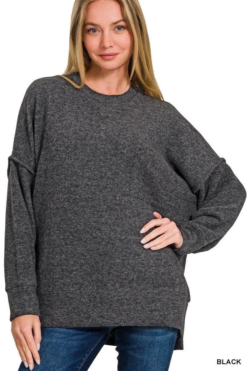 Brushed Melange Drop Shoulder Oversized Sweater | Zenana - Final Sale