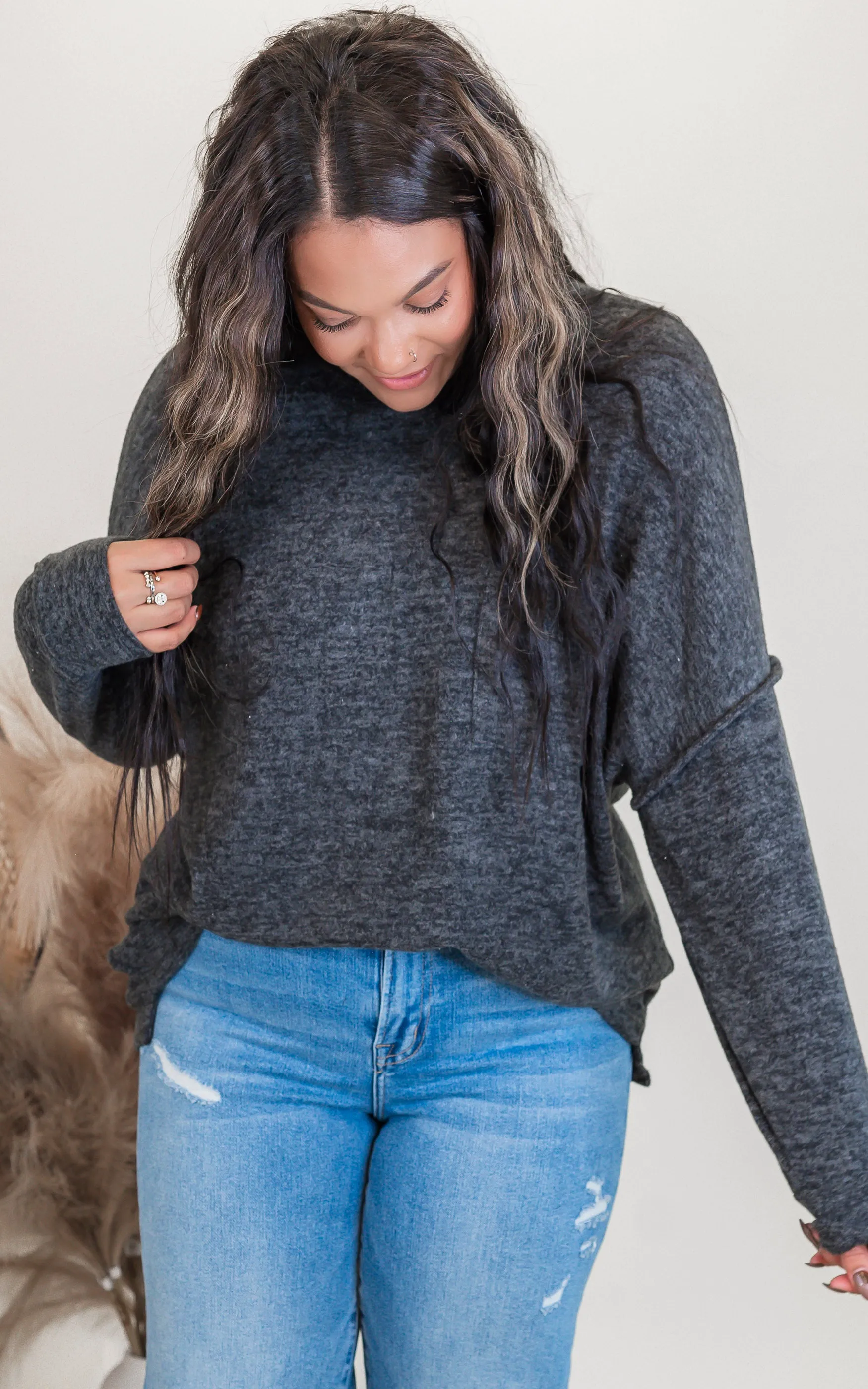 Brushed Melange Drop Shoulder Oversized Sweater | Zenana - Final Sale