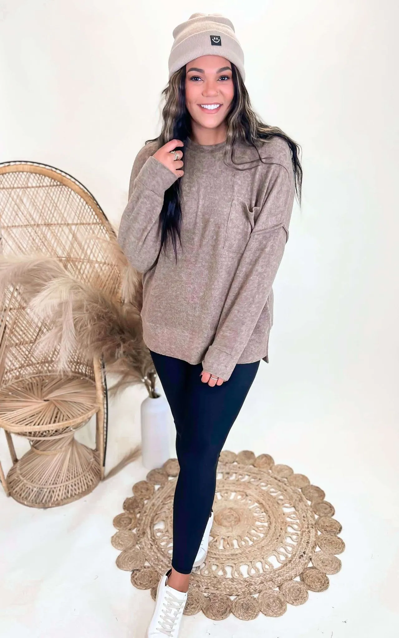 Brushed Melange Drop Shoulder Oversized Sweater | Zenana - Final Sale