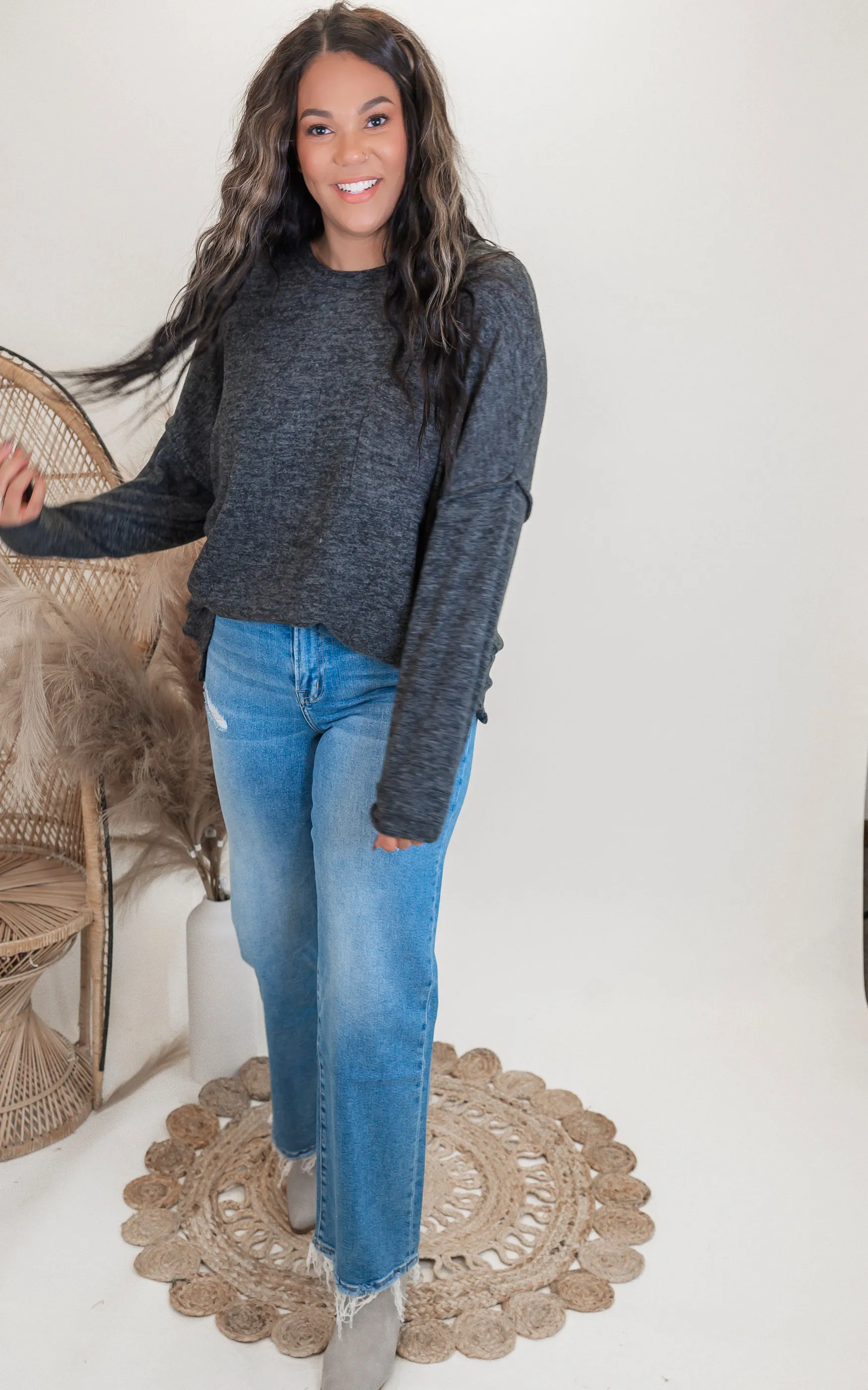Brushed Melange Drop Shoulder Oversized Sweater | Zenana - Final Sale