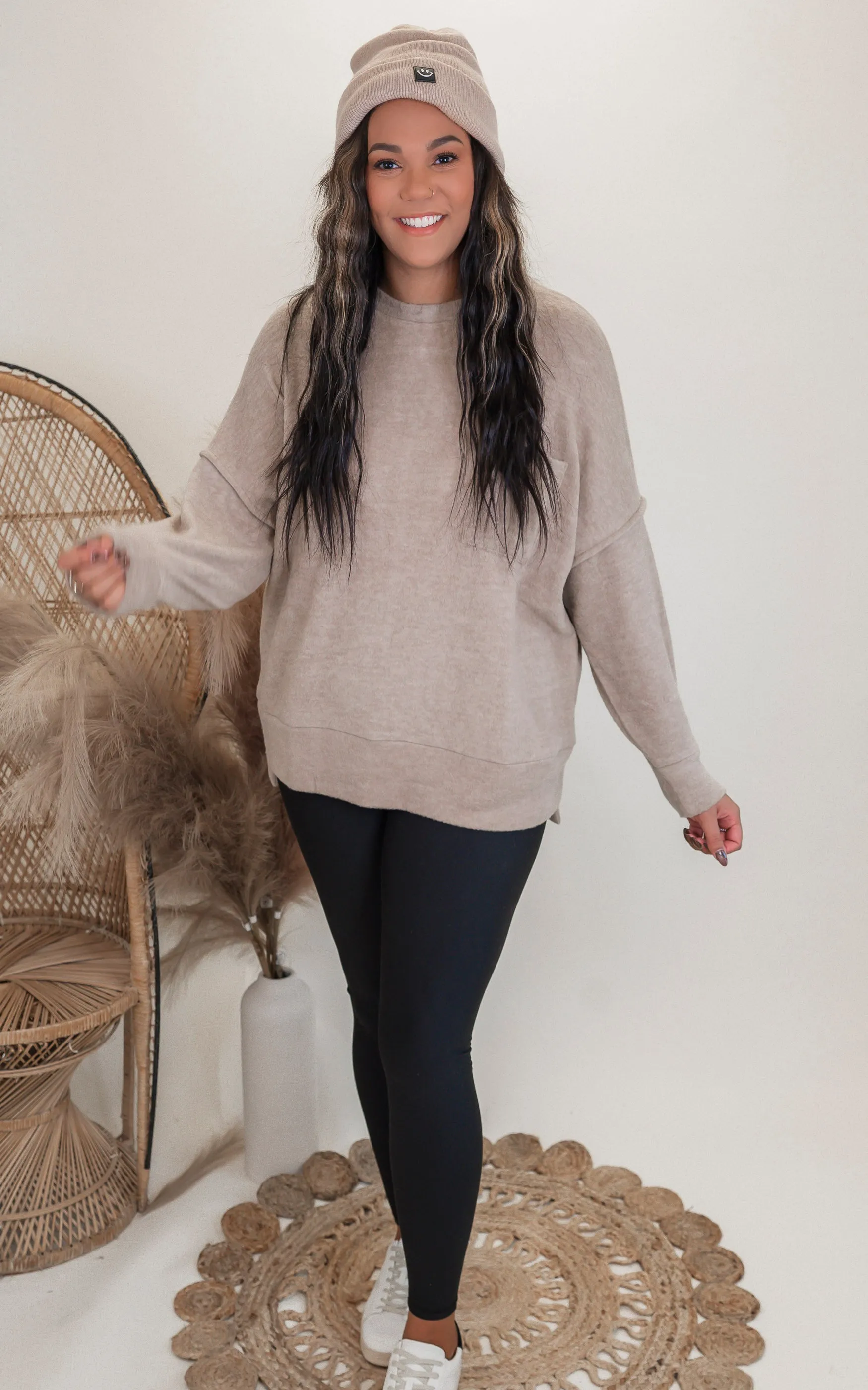 Brushed Melange Drop Shoulder Oversized Sweater | Zenana - Final Sale