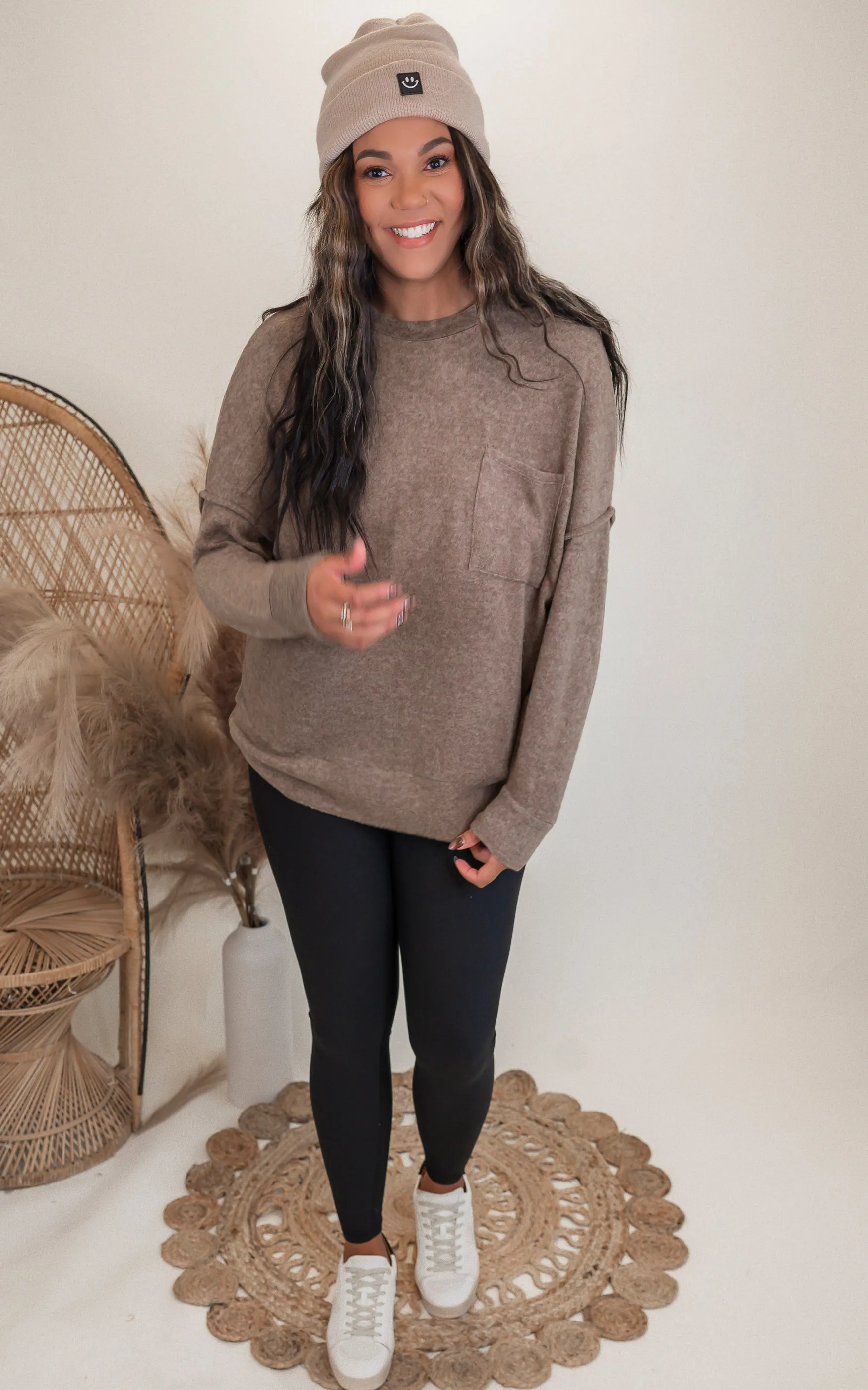 Brushed Melange Drop Shoulder Oversized Sweater | Zenana - Final Sale