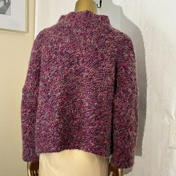Bryn Walker Stowe Mock Neck Long Sleeve Boxy Fit Sweater Rose Small Oversized