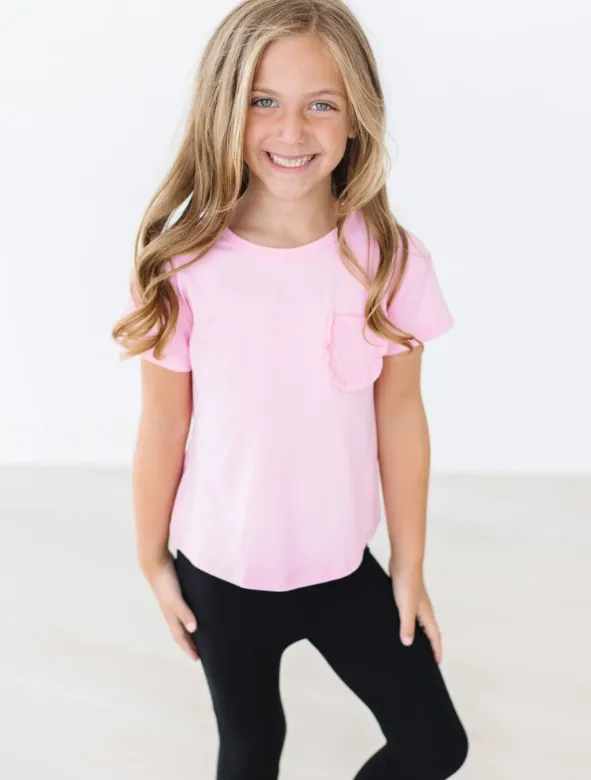 Bubblegum Pink Ruffle Pocket Tee