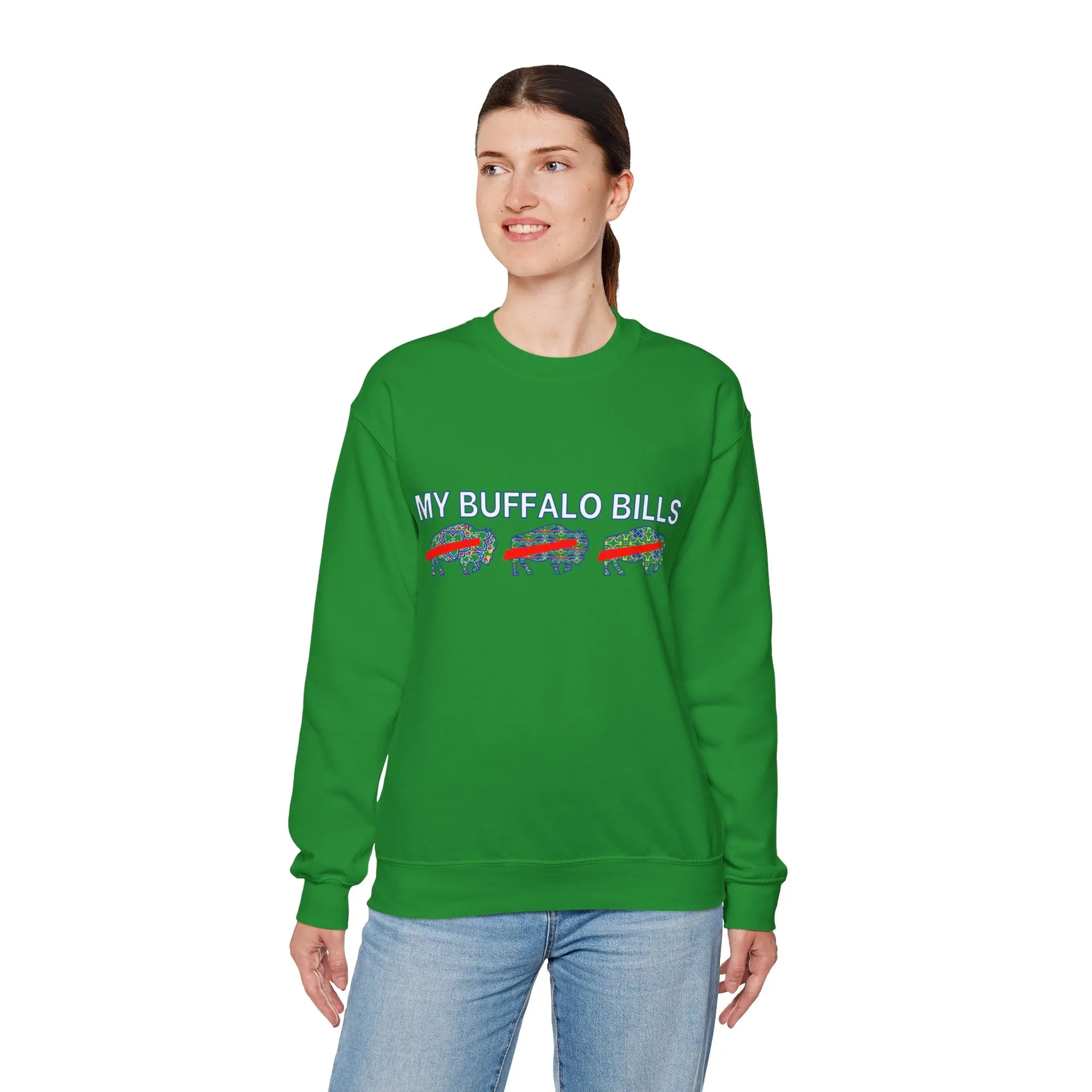Buffalo Football Mash Up Unisex Heavy Blend™ Crewneck Sweatshirt