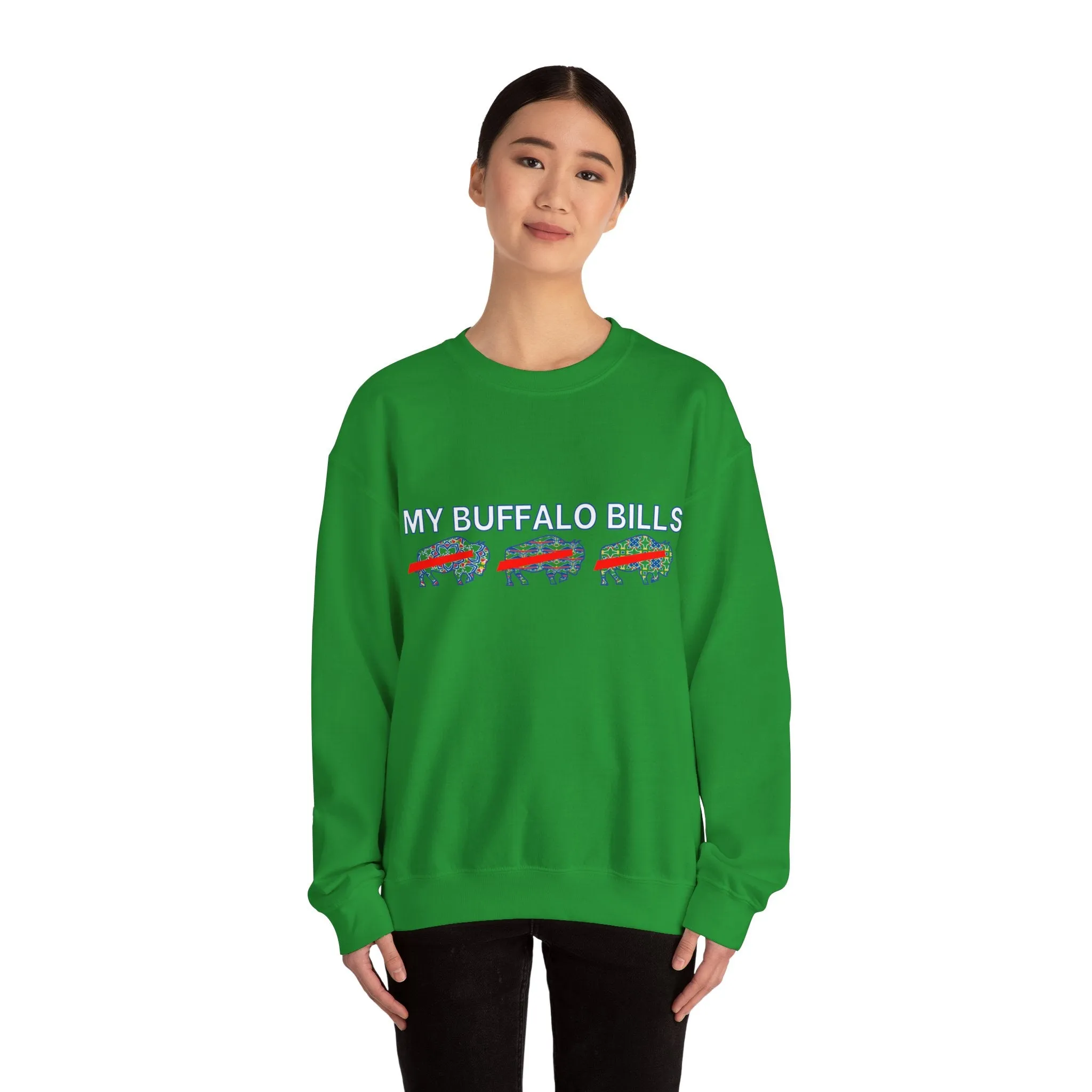 Buffalo Football Mash Up Unisex Heavy Blend™ Crewneck Sweatshirt
