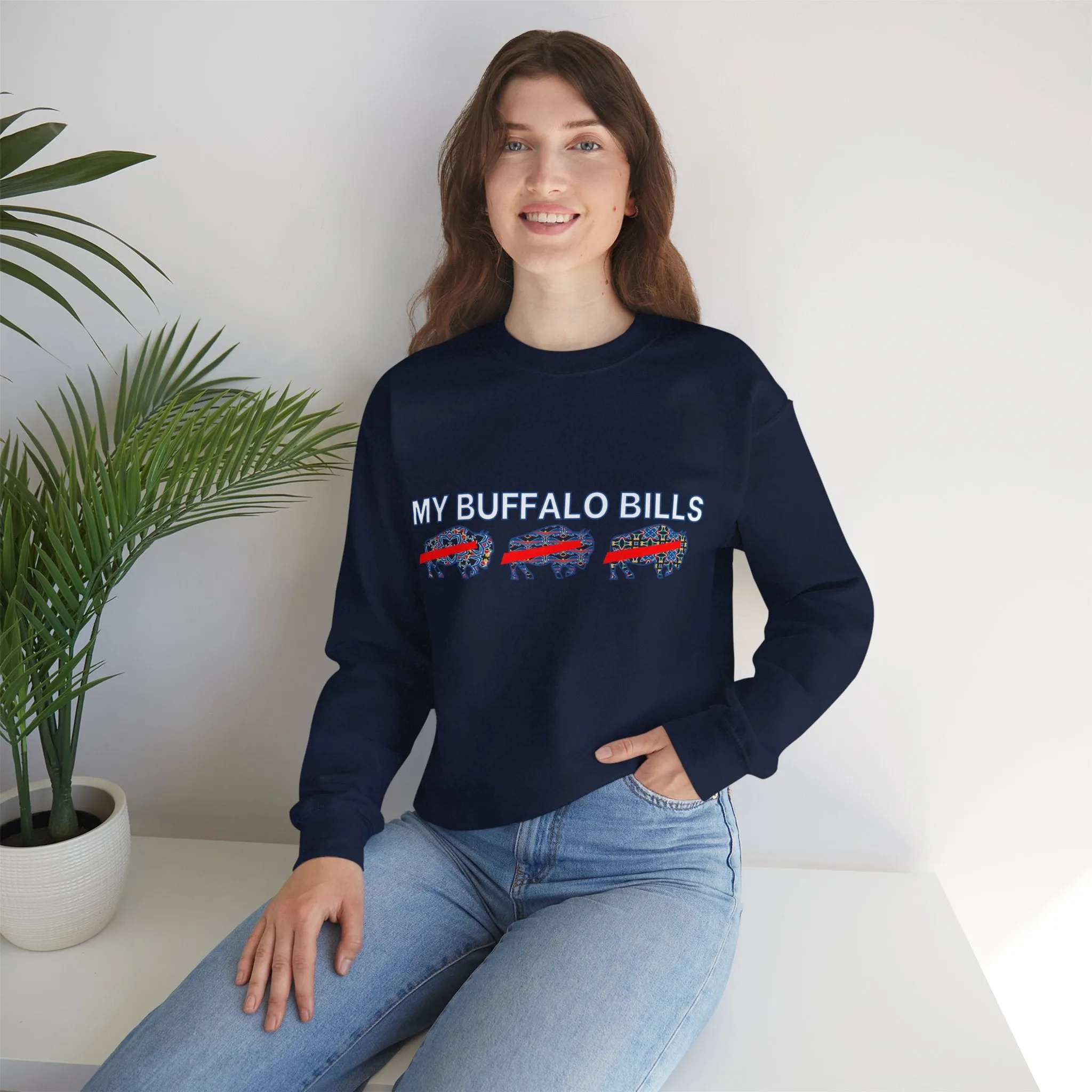 Buffalo Football Mash Up Unisex Heavy Blend™ Crewneck Sweatshirt