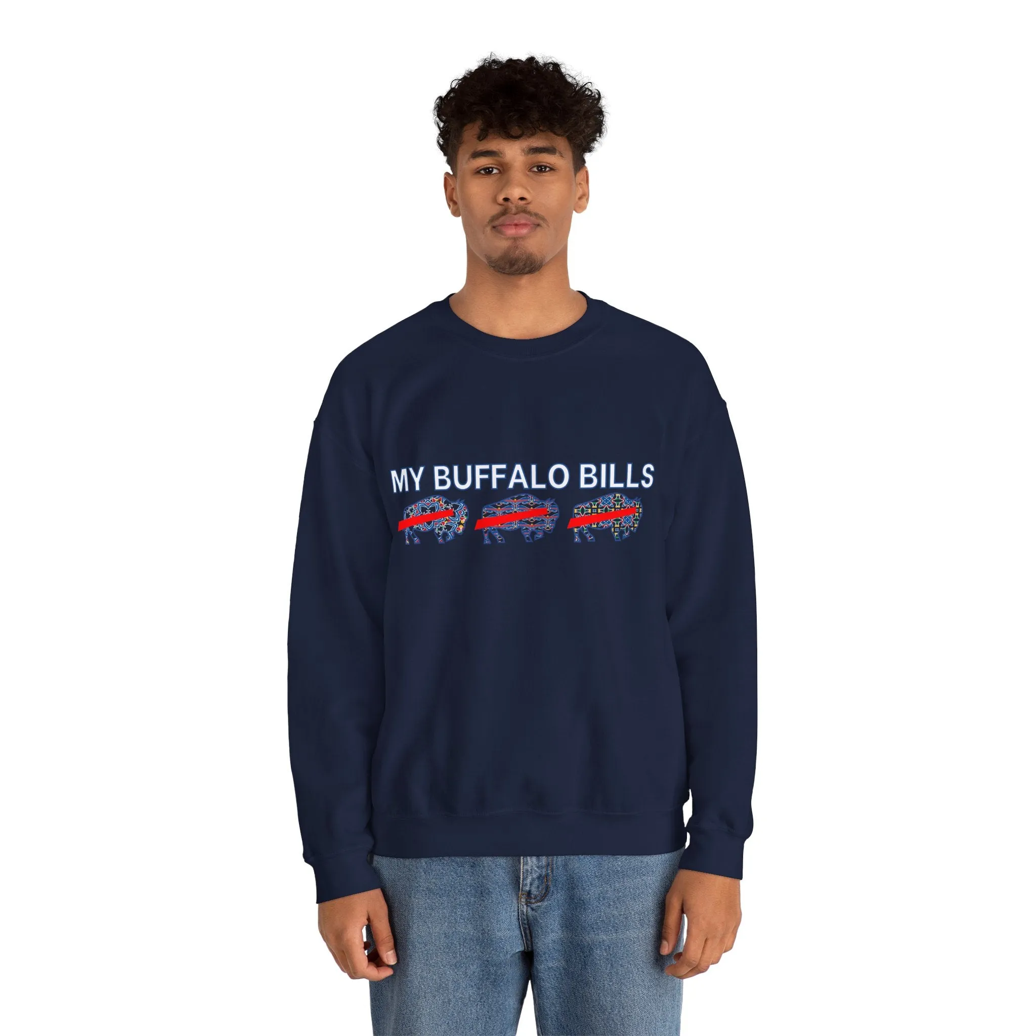 Buffalo Football Mash Up Unisex Heavy Blend™ Crewneck Sweatshirt