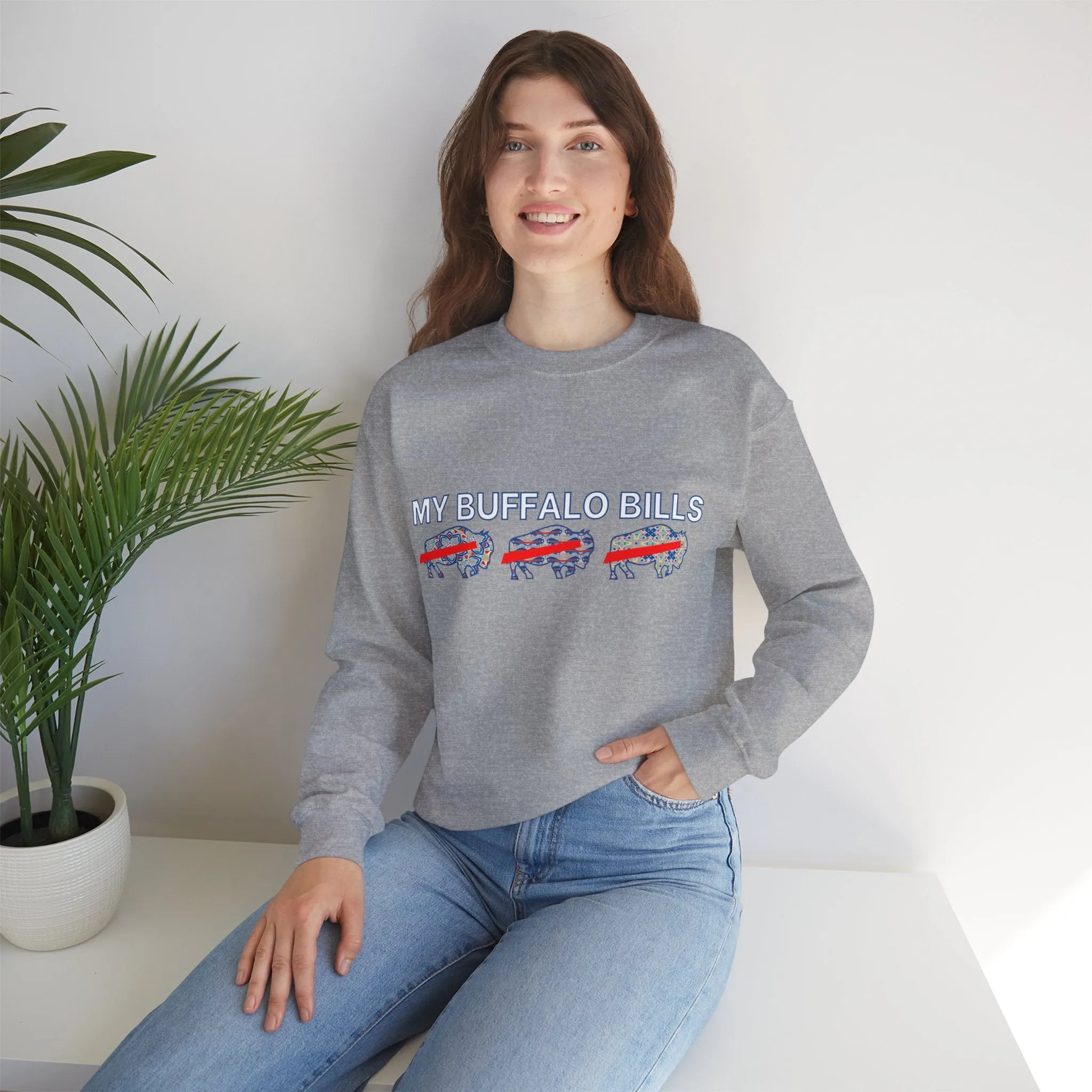 Buffalo Football Mash Up Unisex Heavy Blend™ Crewneck Sweatshirt