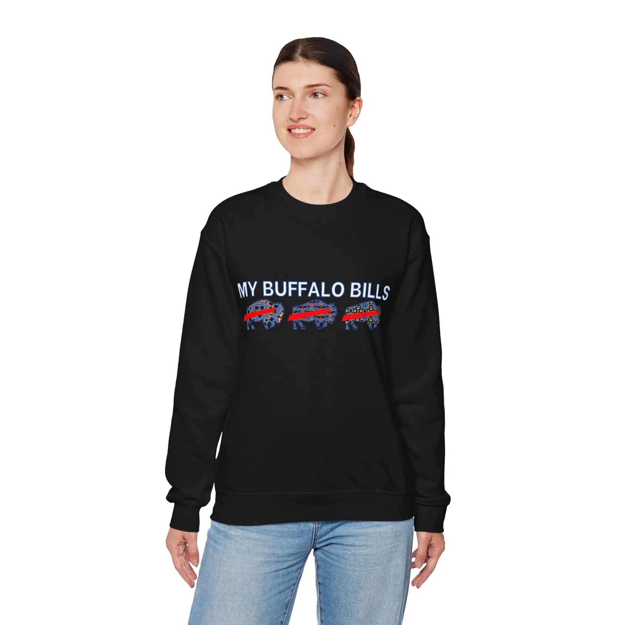Buffalo Football Mash Up Unisex Heavy Blend™ Crewneck Sweatshirt