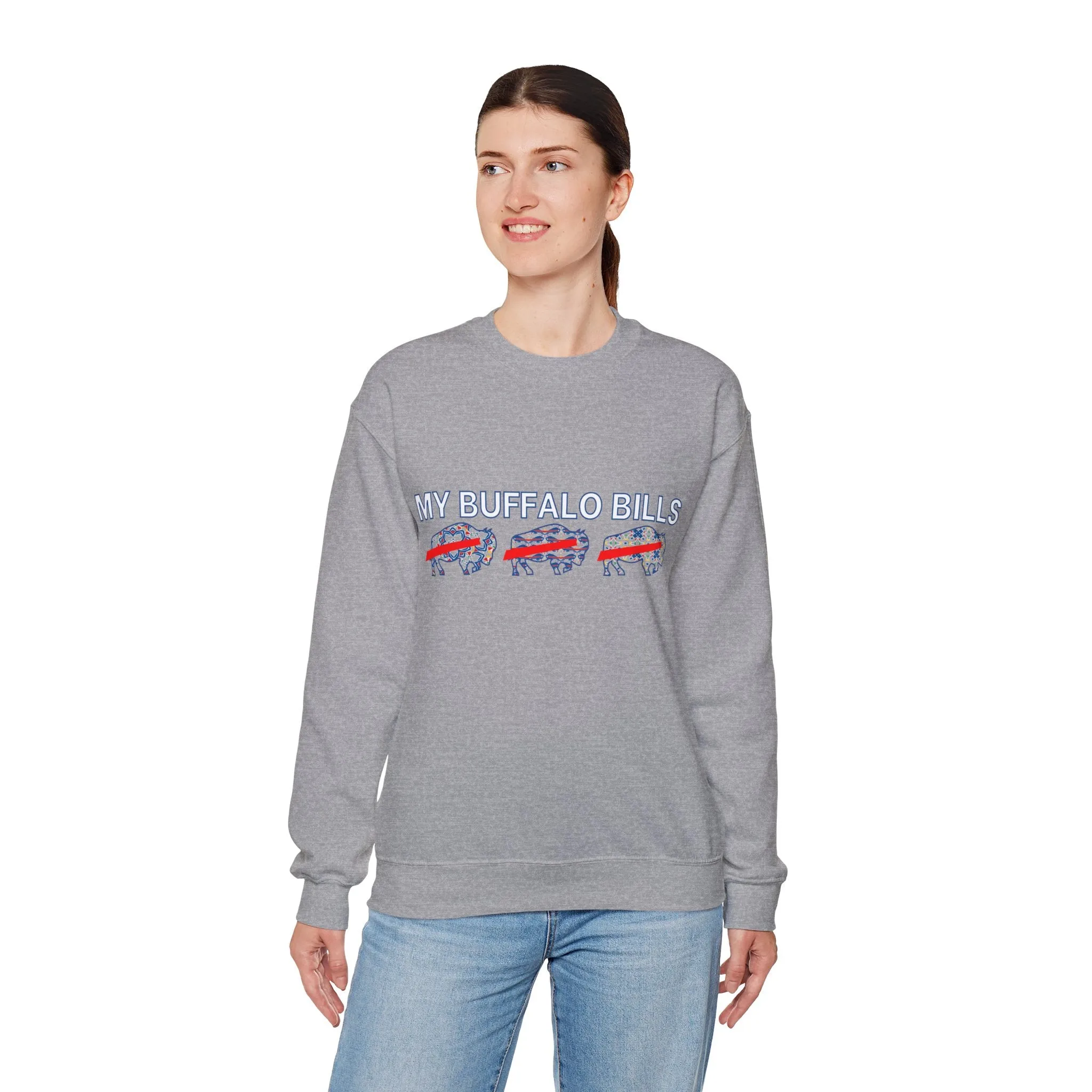 Buffalo Football Mash Up Unisex Heavy Blend™ Crewneck Sweatshirt