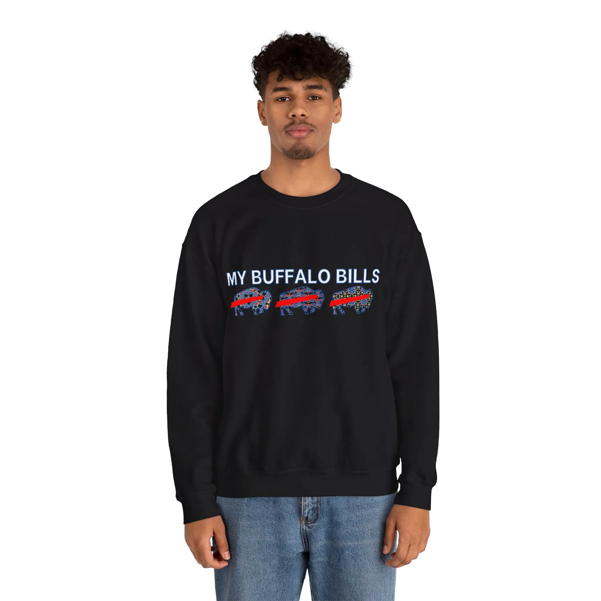 Buffalo Football Mash Up Unisex Heavy Blend™ Crewneck Sweatshirt