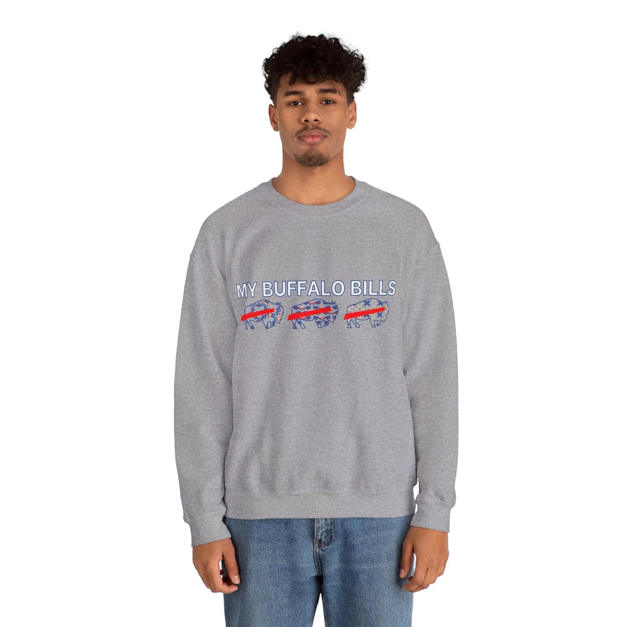 Buffalo Football Mash Up Unisex Heavy Blend™ Crewneck Sweatshirt