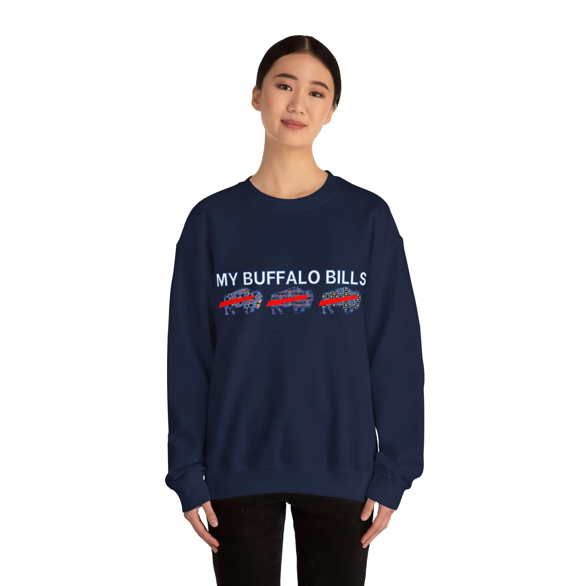 Buffalo Football Mash Up Unisex Heavy Blend™ Crewneck Sweatshirt