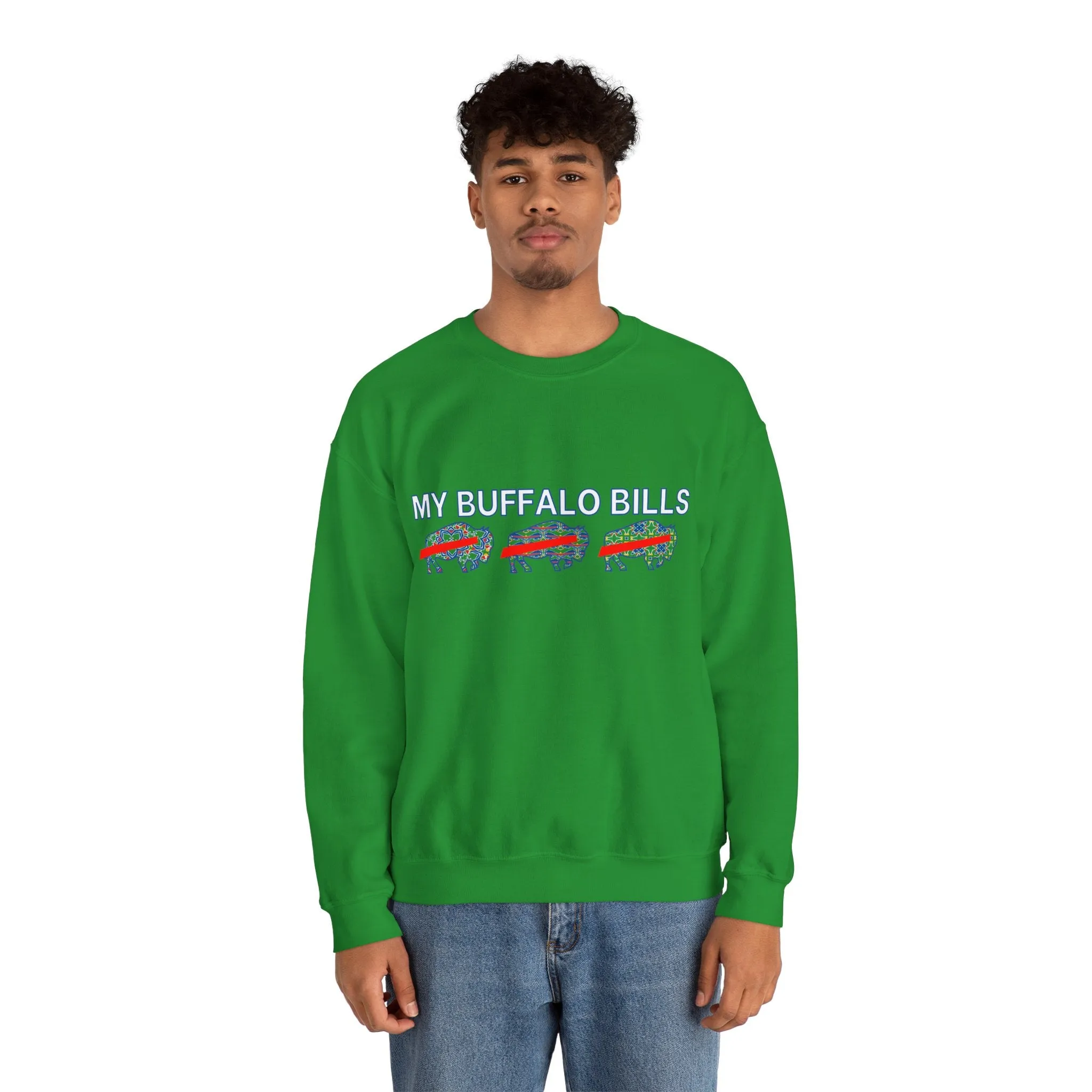 Buffalo Football Mash Up Unisex Heavy Blend™ Crewneck Sweatshirt