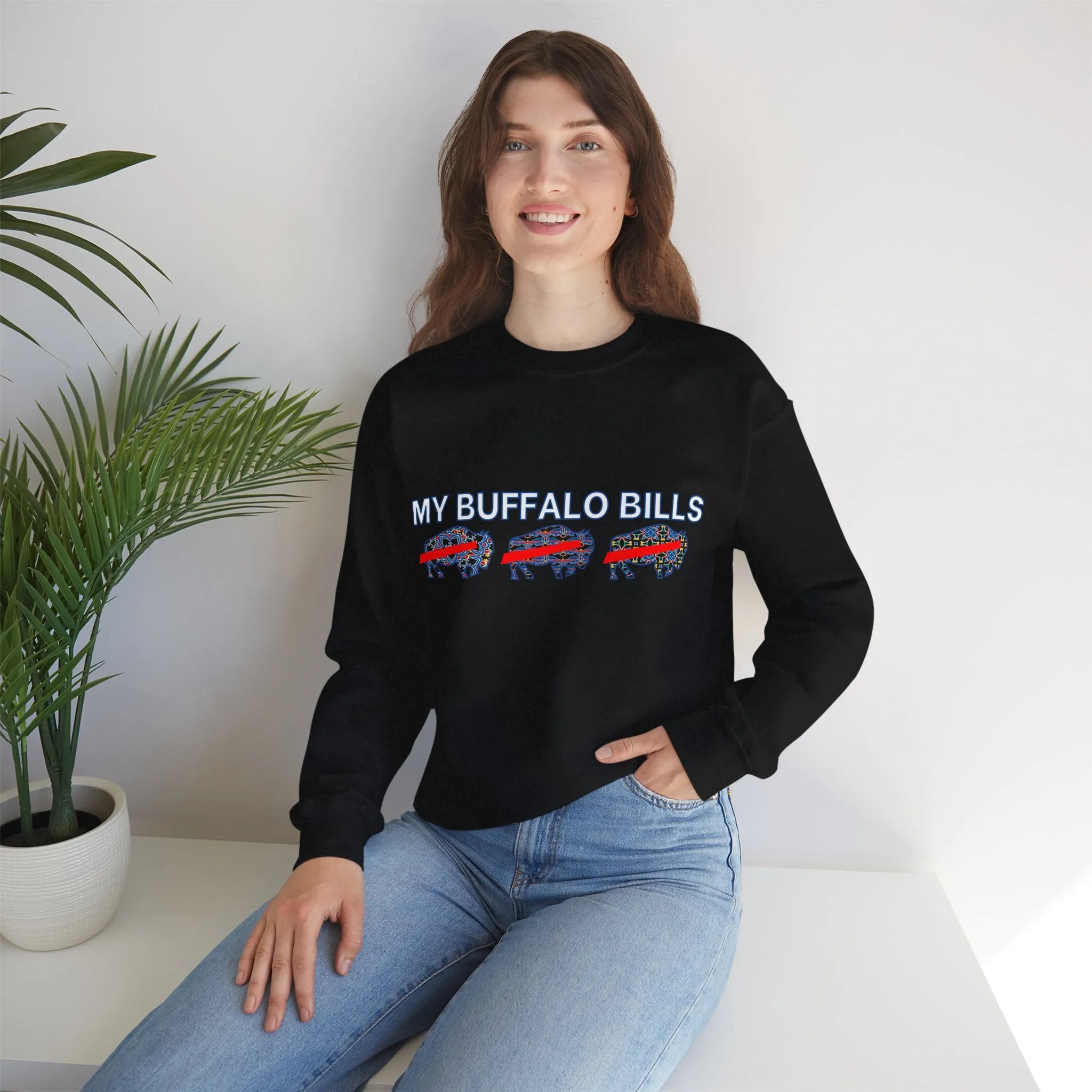 Buffalo Football Mash Up Unisex Heavy Blend™ Crewneck Sweatshirt