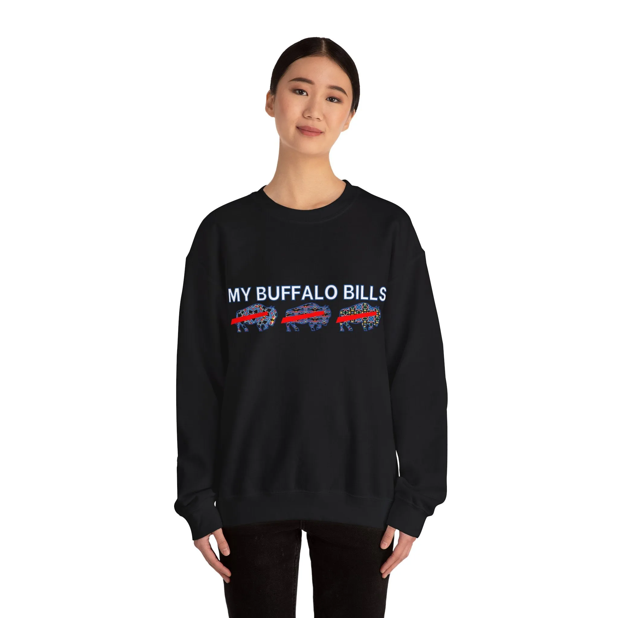 Buffalo Football Mash Up Unisex Heavy Blend™ Crewneck Sweatshirt