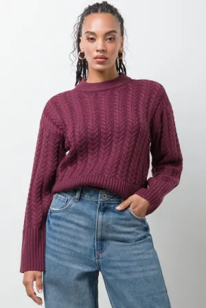 Cable Knit Jersey Burgundy