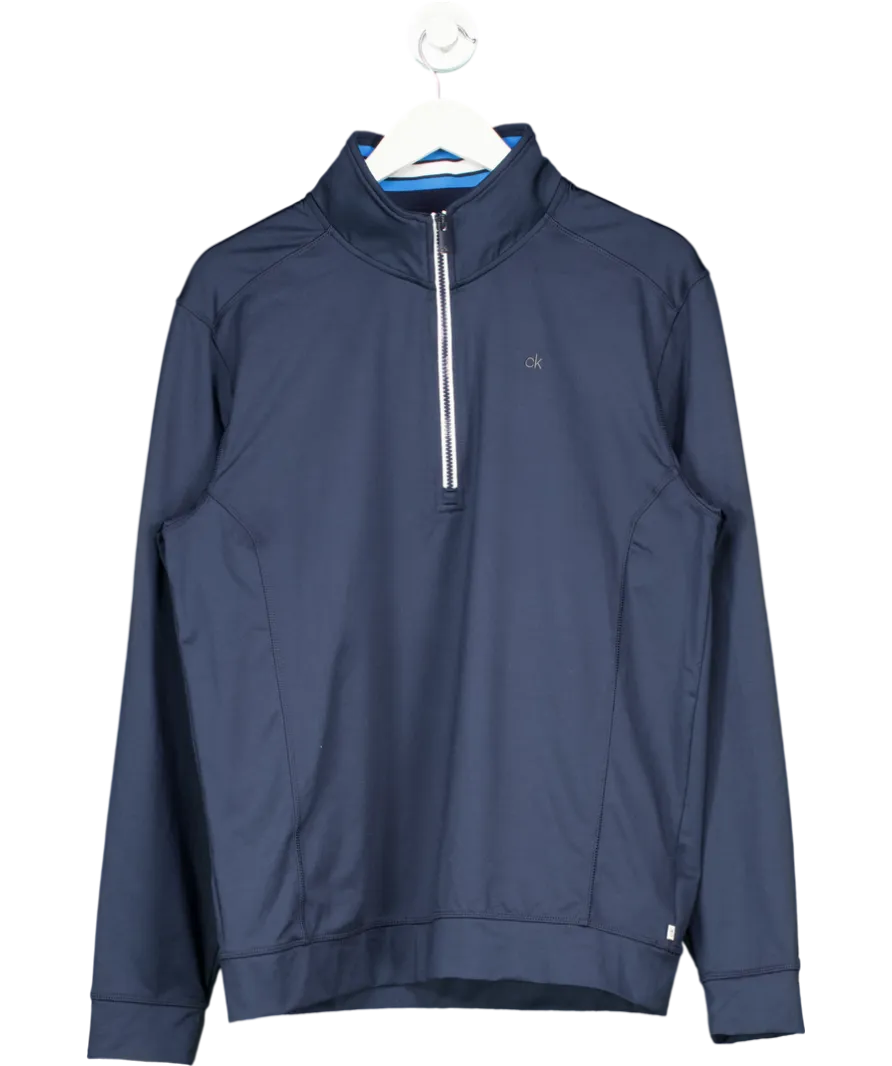 Calvin Klein Blue Piped Classic 1/2 Zip Golf Sweater UK L