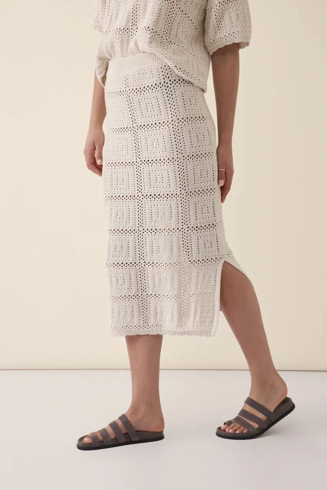 Ceres Life Square Knit Midi Skirt - Ecru