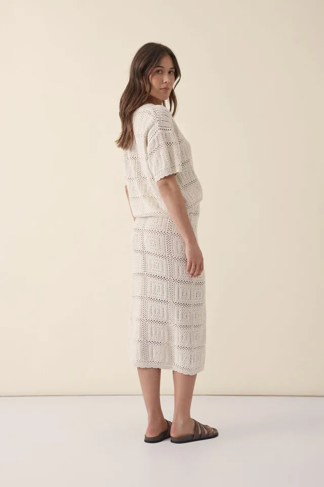 Ceres Life Square Knit Midi Skirt - Ecru