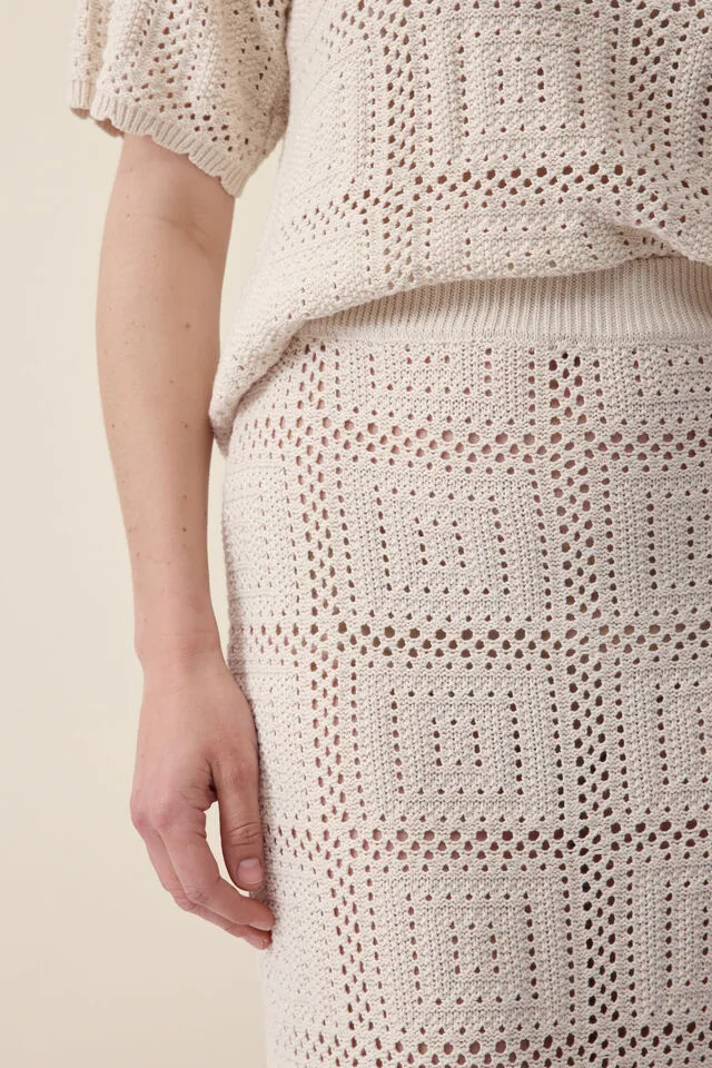 Ceres Life Square Knit Midi Skirt - Ecru