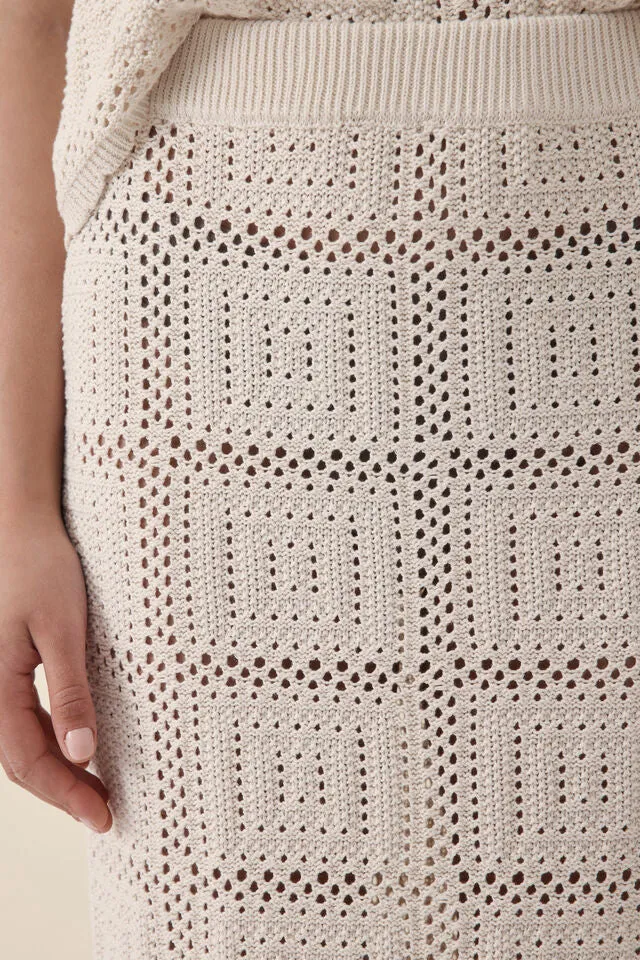 Ceres Life Square Knit Midi Skirt - Ecru