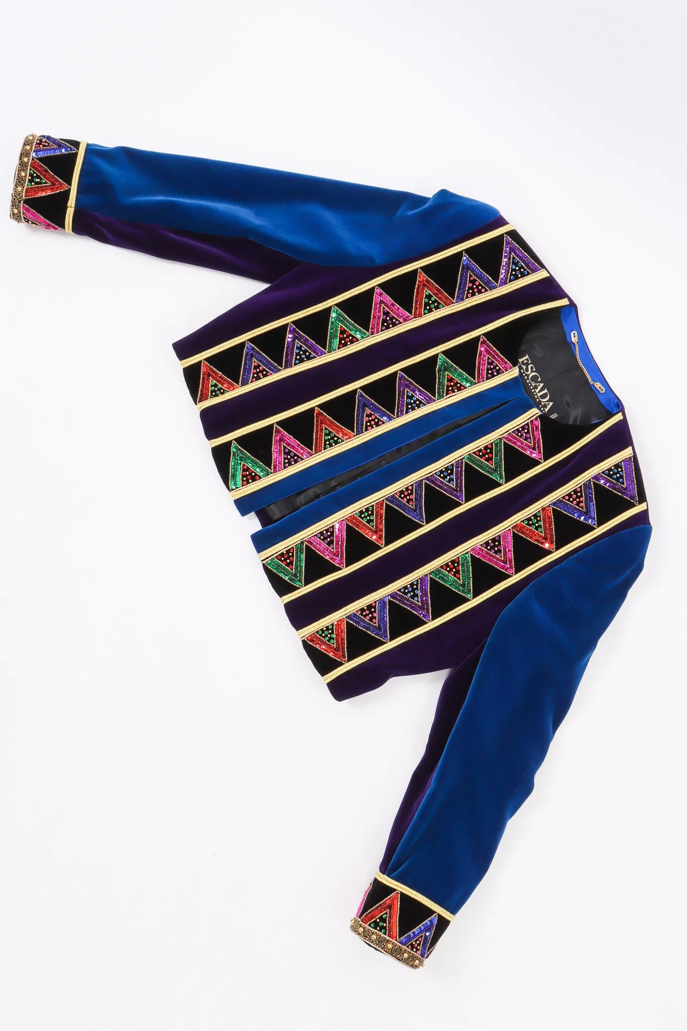 Chevron Sequined Velvet Boxy Jacket