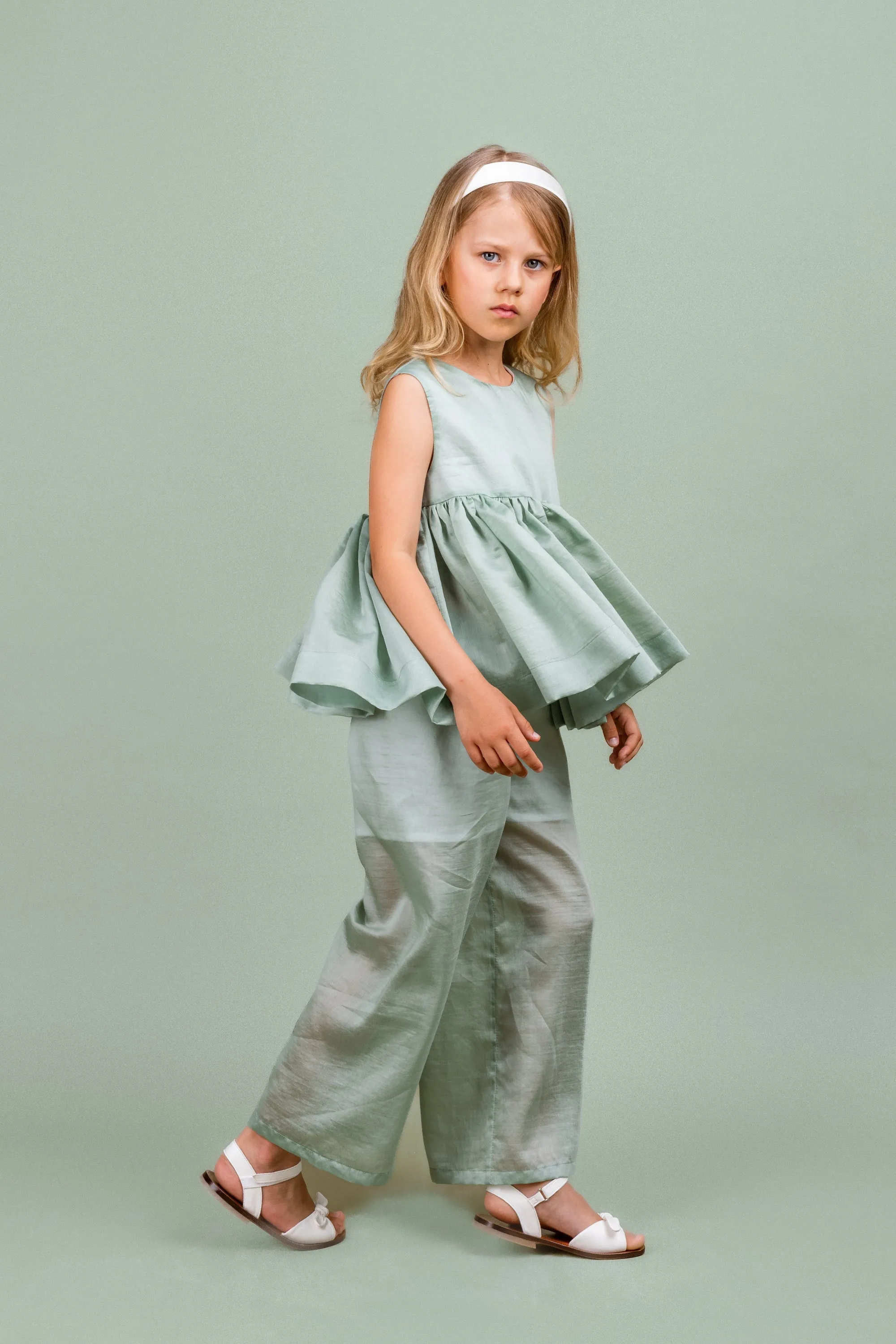 Chiffon Wide Trousers Cheer, Green
