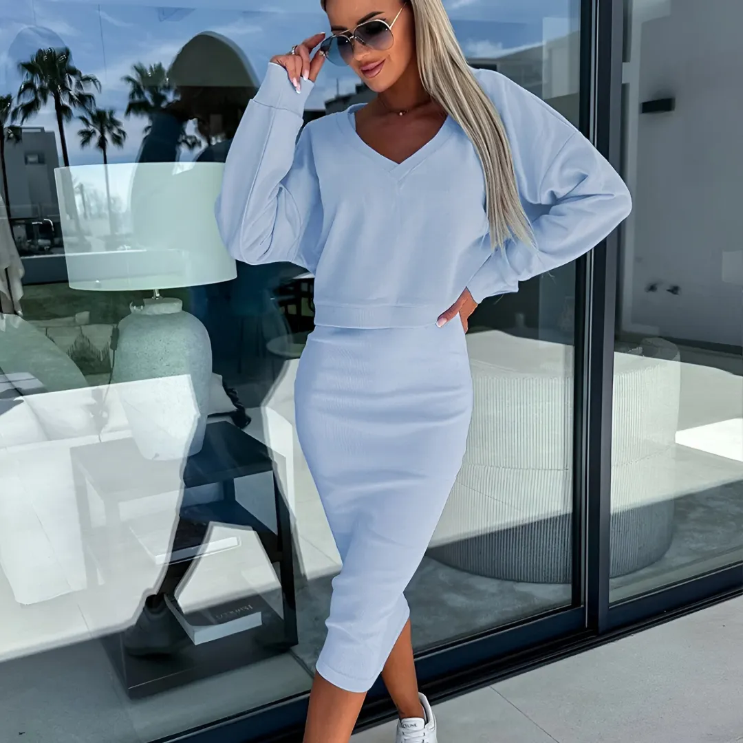 Christina  | Stylish Dress & Cropped Top Set