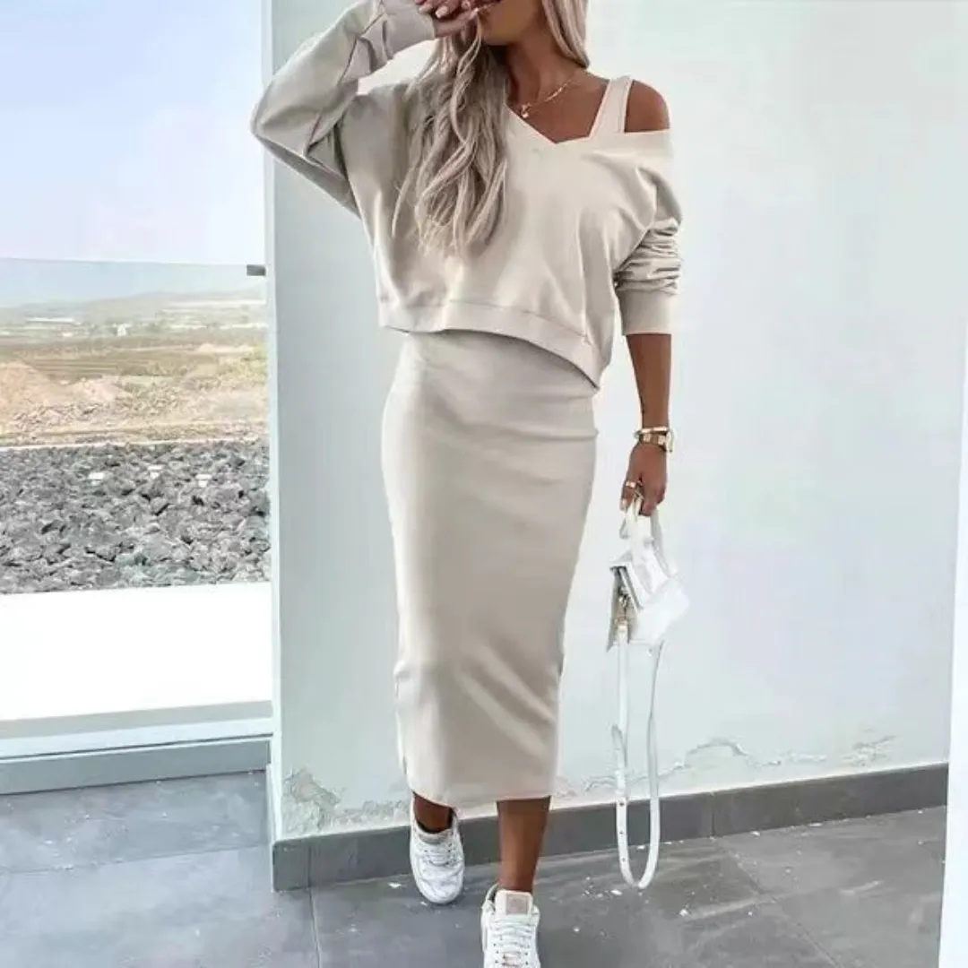 Christina  | Stylish Dress & Cropped Top Set