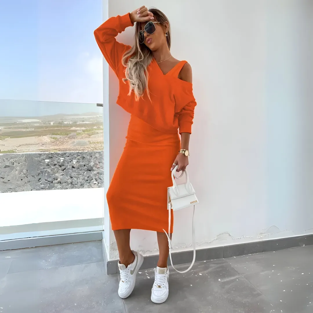 Christina  | Stylish Dress & Cropped Top Set