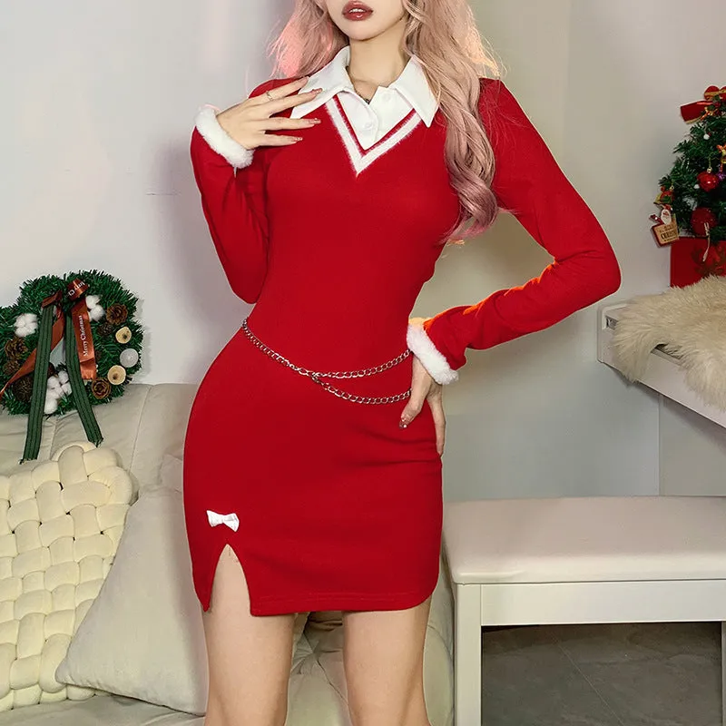 christmas long sleeve dress  KF83146