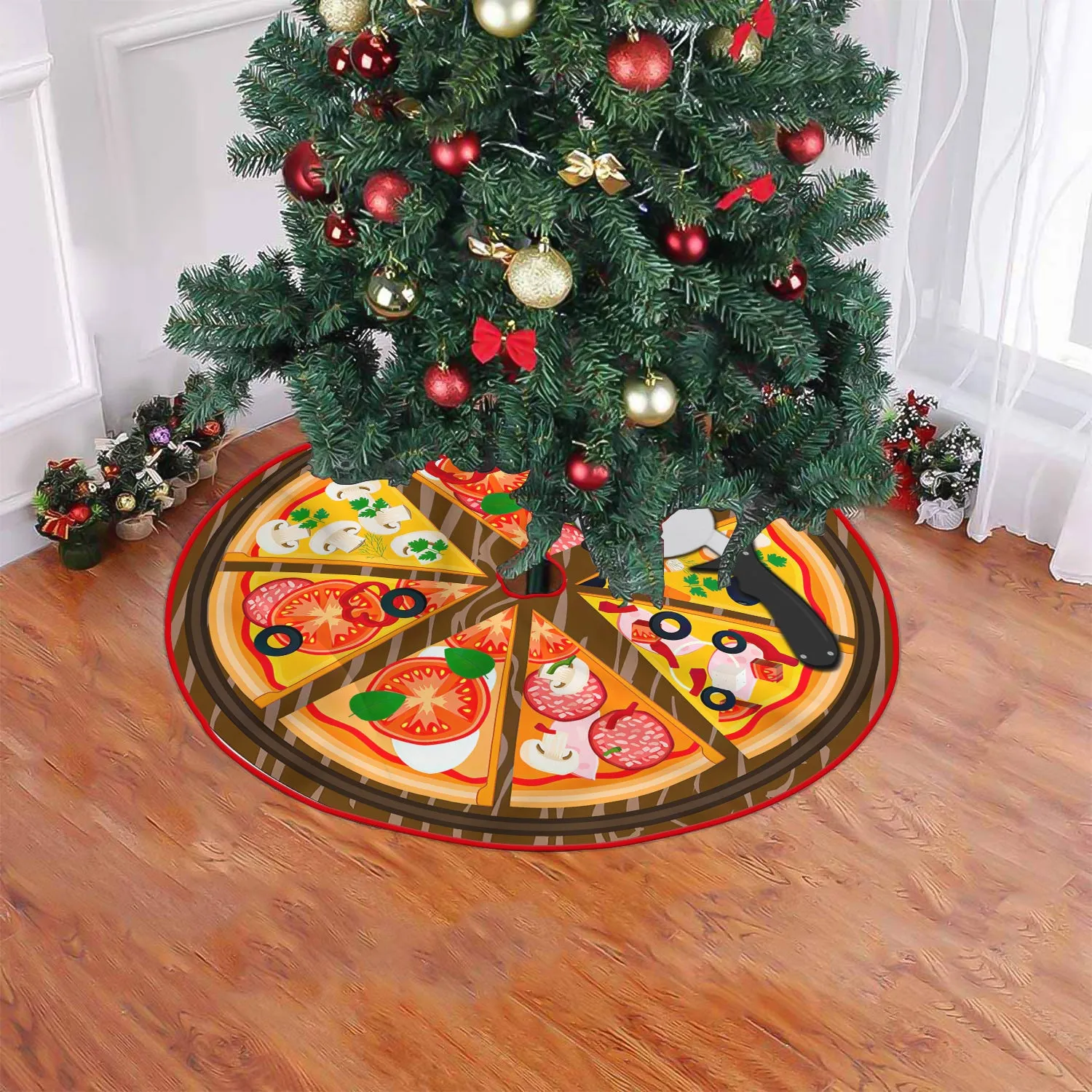 Christmas Tree Skirt - Pizza - Fuly16