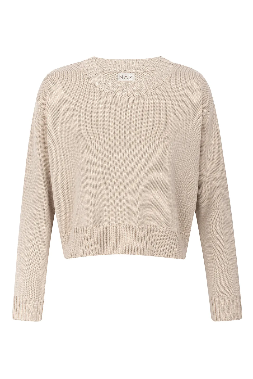 Claudia Beige Cotton Crewneck
