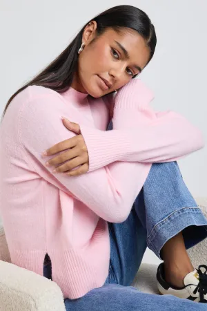 Cloud Blush Funnel Neck Knit Jumper
