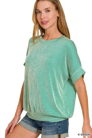 COASTAL CURRENT RIBBED TOP - (Kelly Green)